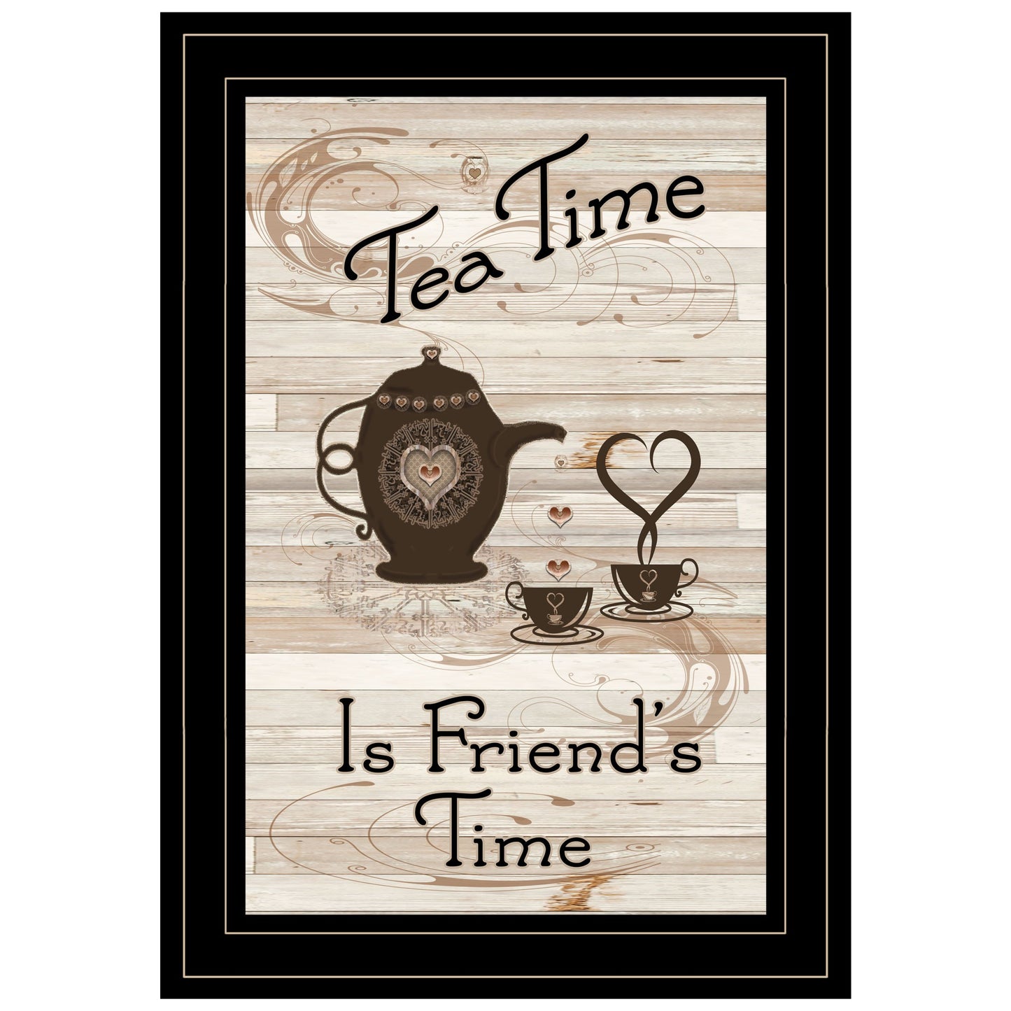 Tea Time Is Friends Time 2 Black Framed Print Wall Art