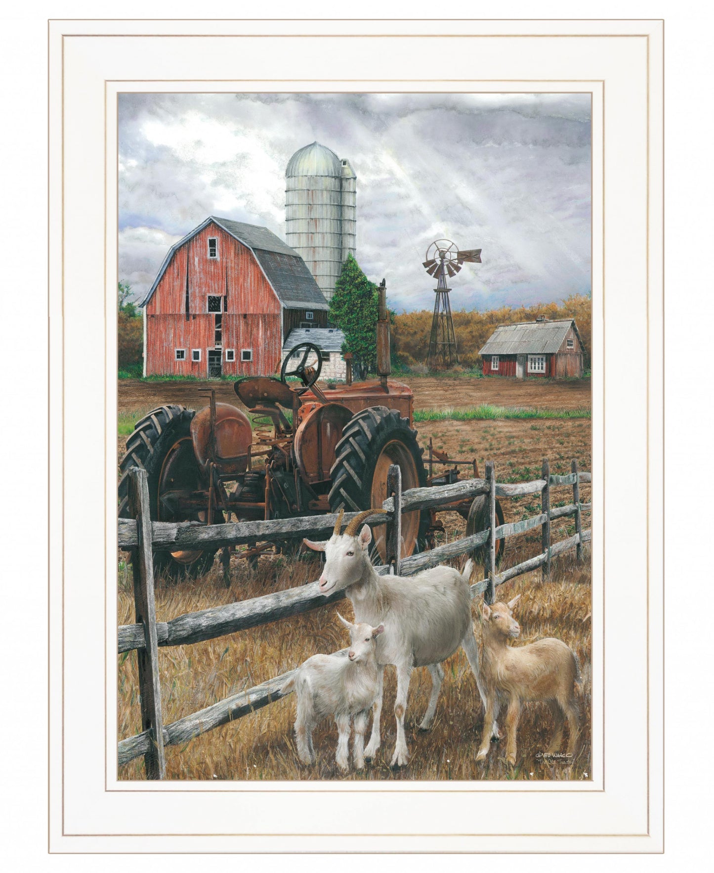 The Old Tractor 2 White Framed Print Wall Art