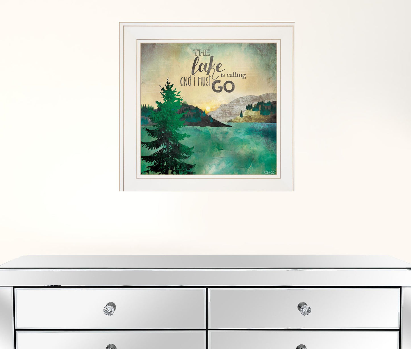 The Lake Is Calling 1 White Framed Print Wall Art