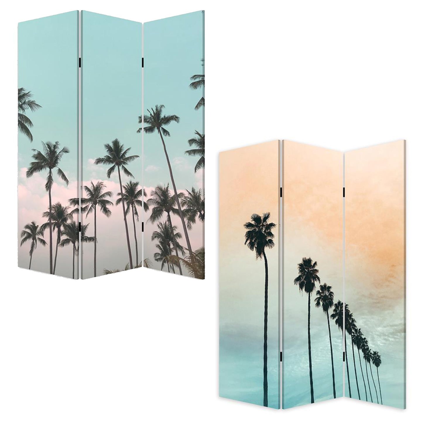 Tropical Palm Trees Room Three Panel Divider Screen