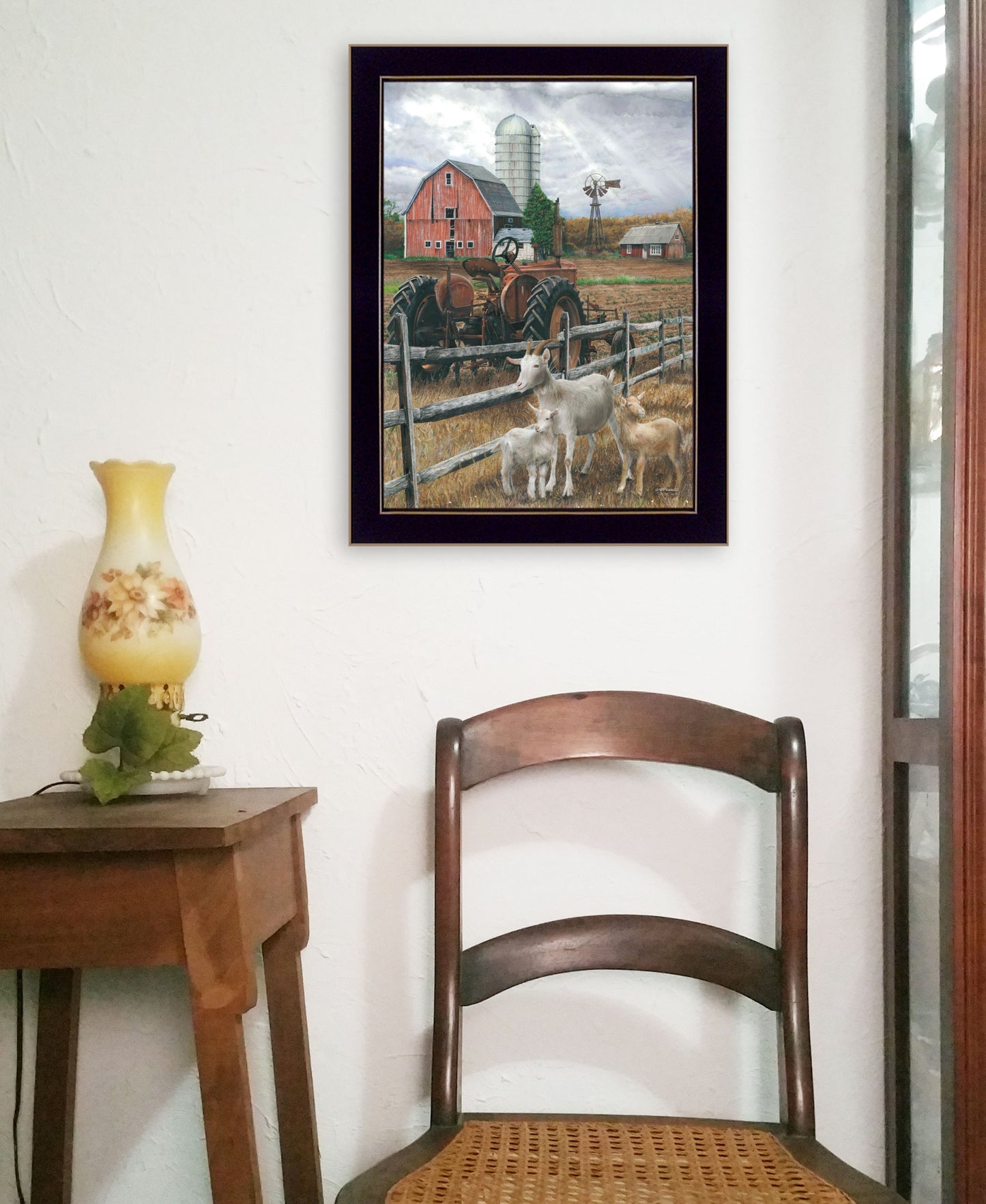 The Old Tractor 1 Black Framed Print Wall Art