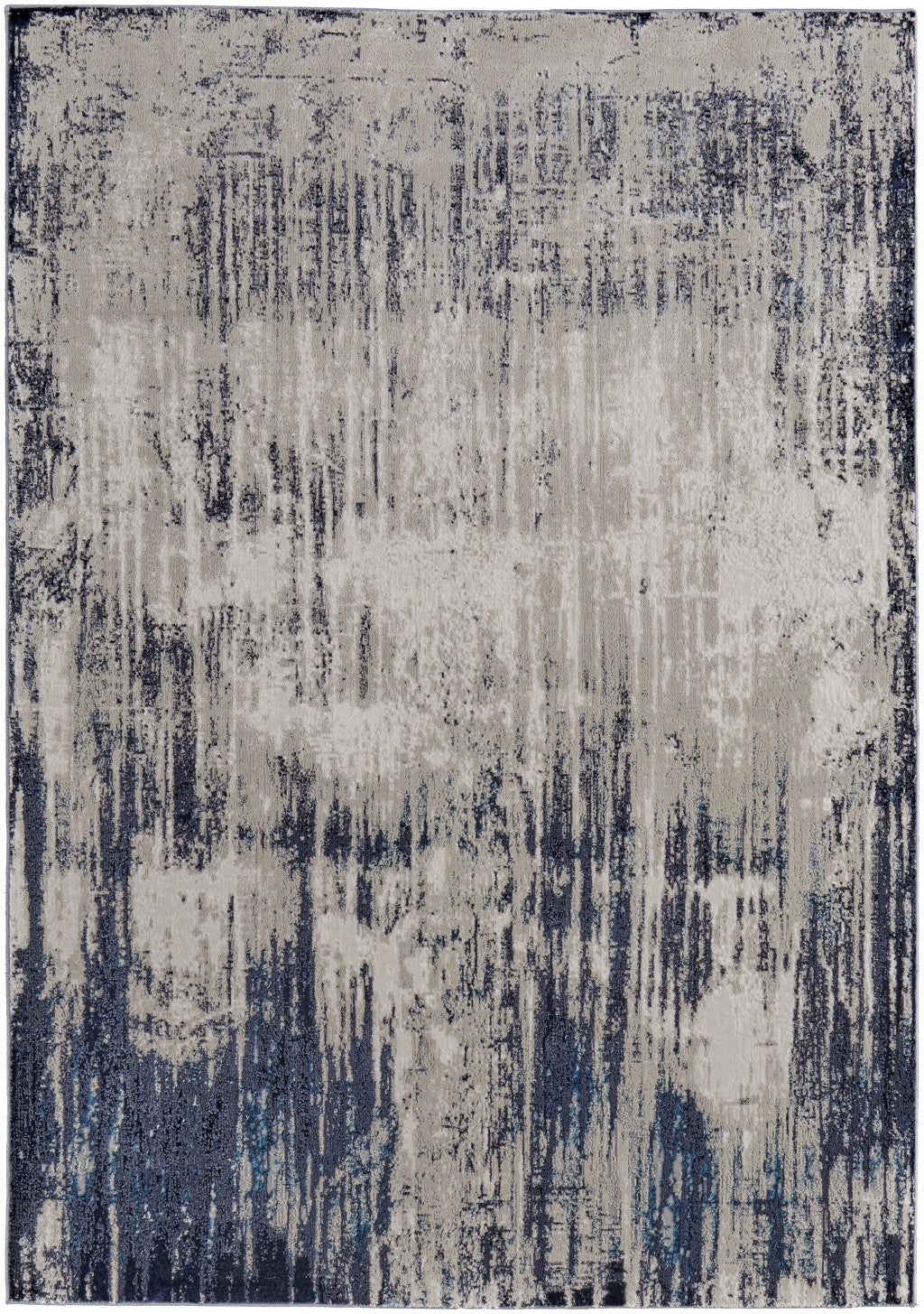 5' X 8' Tan Blue And Ivory Abstract Power Loom Distressed Area Rug