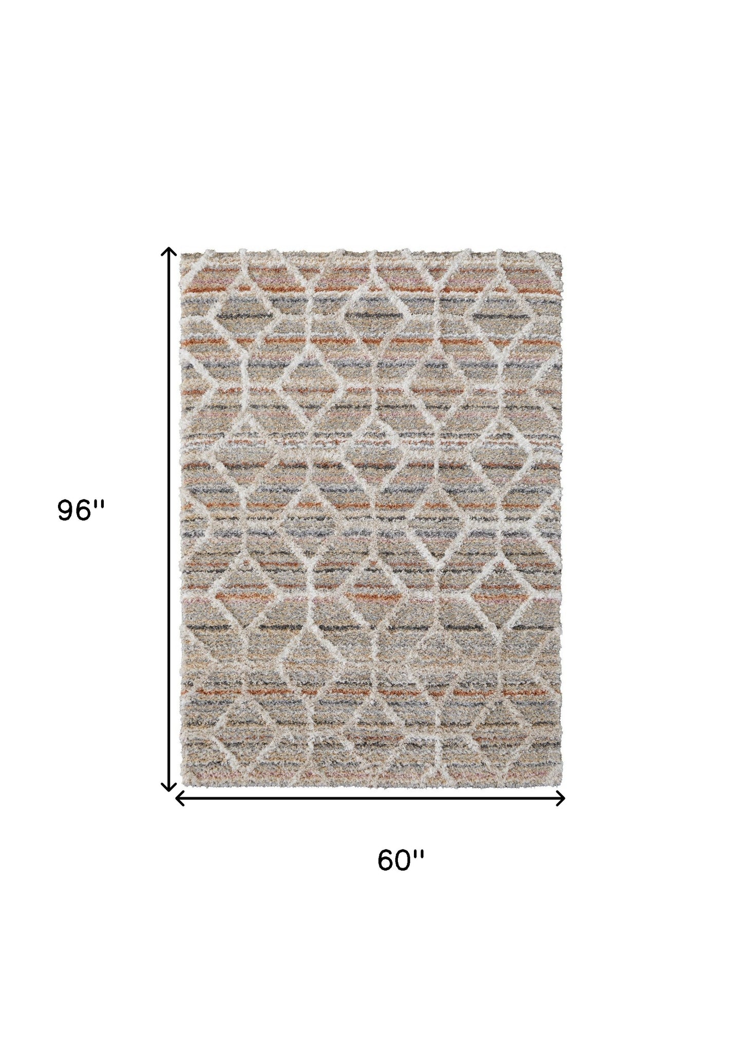 5' X 8' Tan Taupe And Ivory Geometric Power Loom Stain Resistant Area Rug