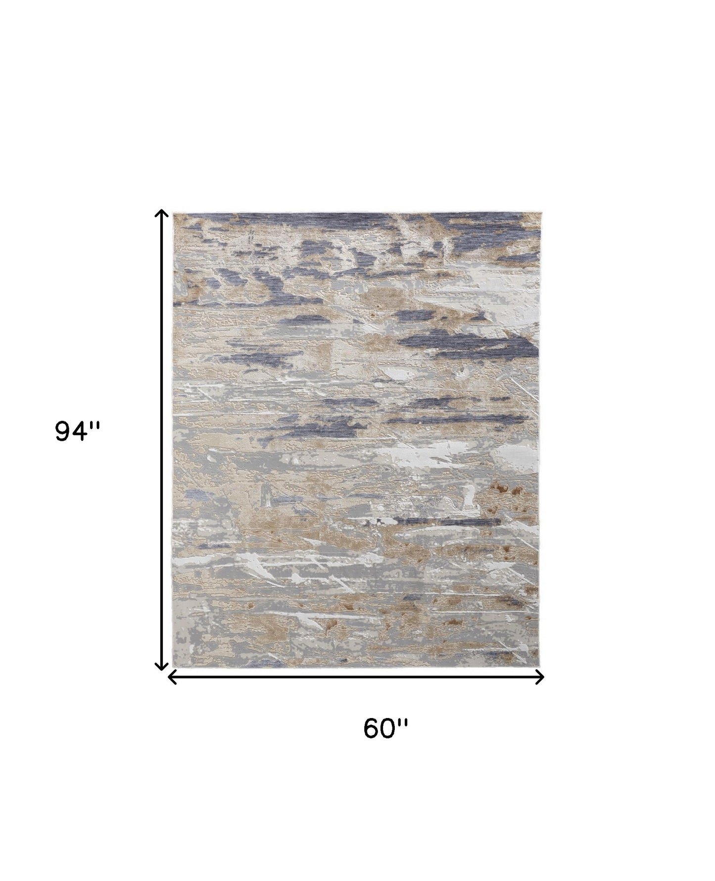 5' X 8' Tan Orange And Ivory Abstract Power Loom Distressed Area Rug