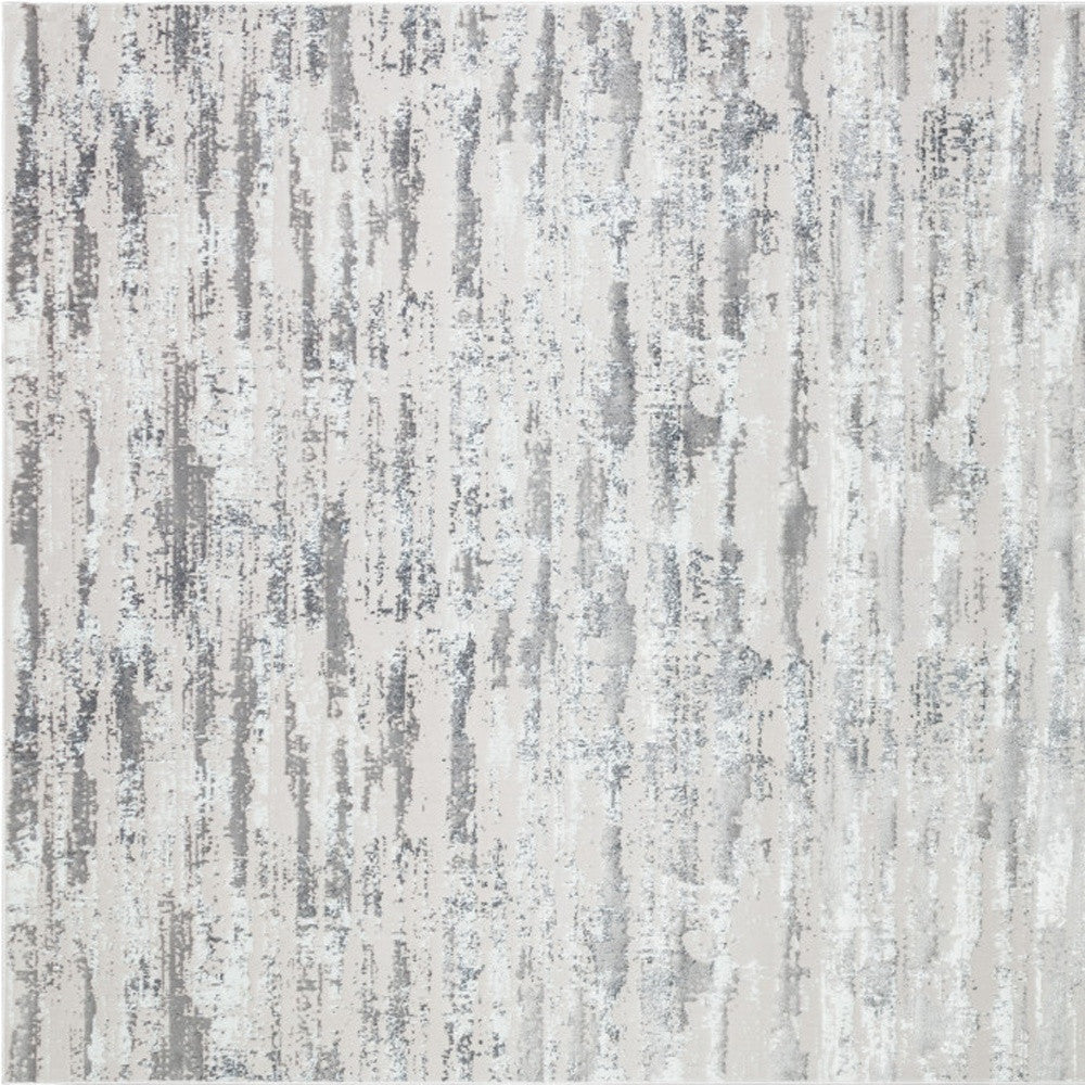 5' x 8' Silver Abstract Washable Non Skid Area Rug