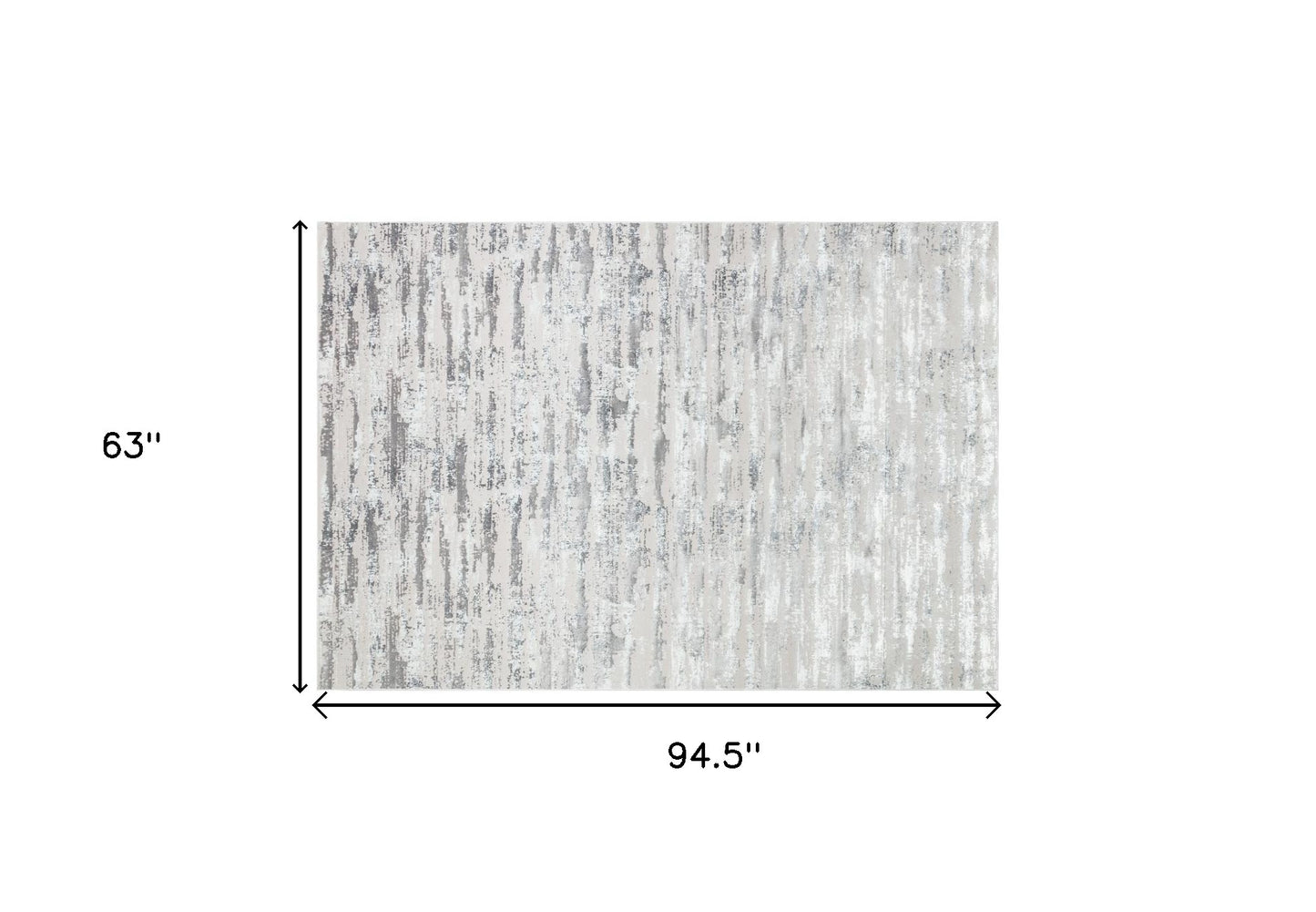 5' x 8' Silver Abstract Washable Non Skid Area Rug