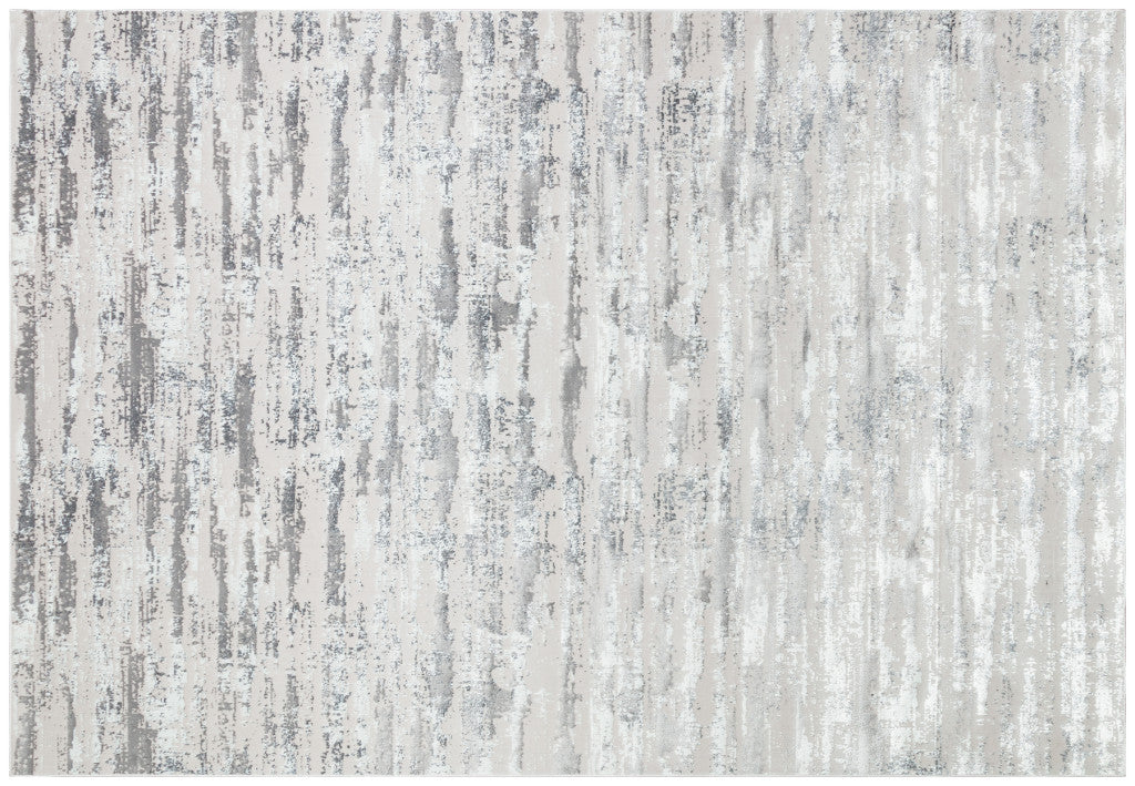 5' x 8' Silver Abstract Washable Non Skid Area Rug