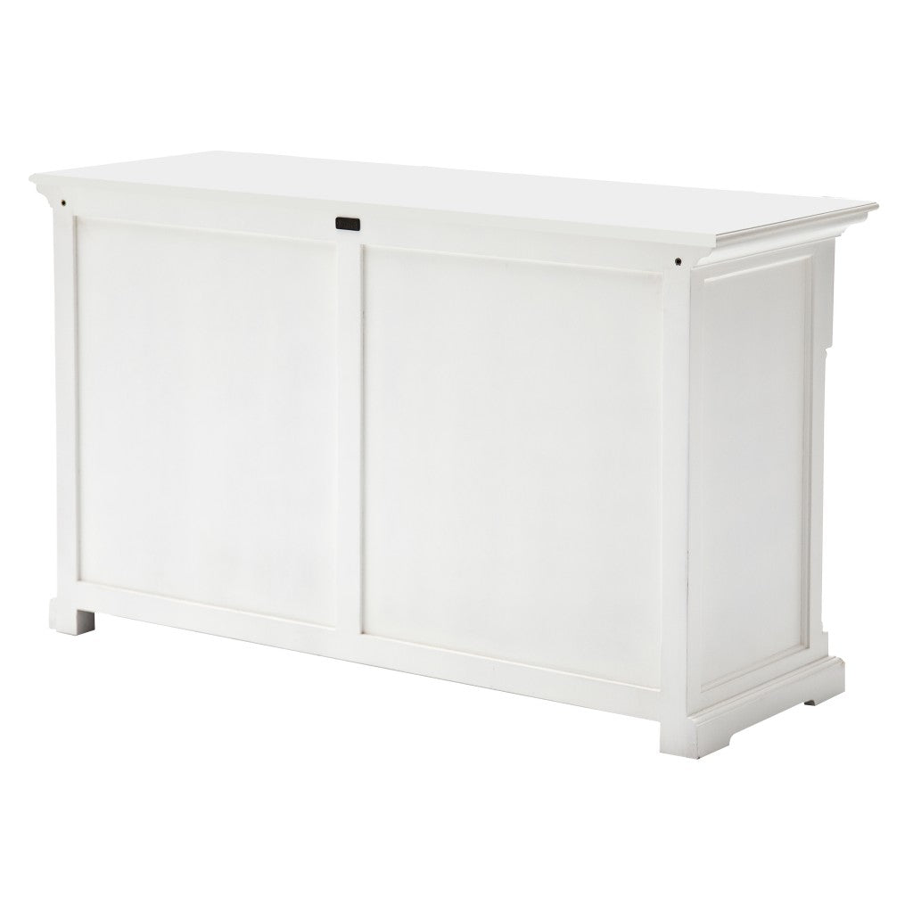 57" White Solid Wood Two Drawer Sideboard with Four Doors