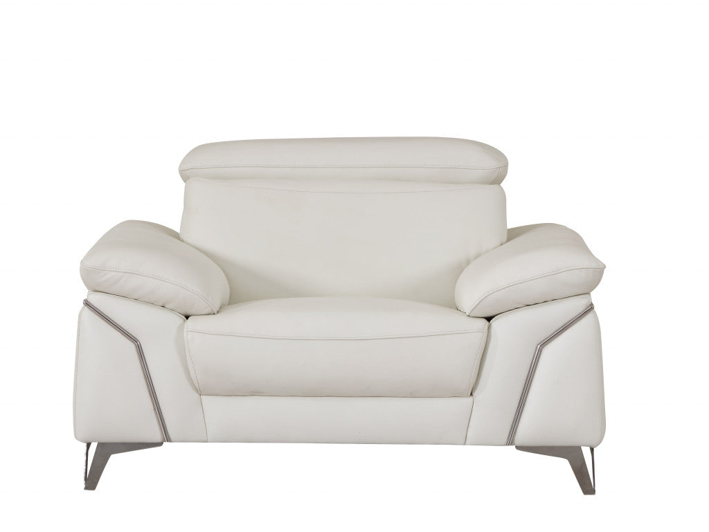 Three Piece Indoor White Italian Leather Six Person Seating Set