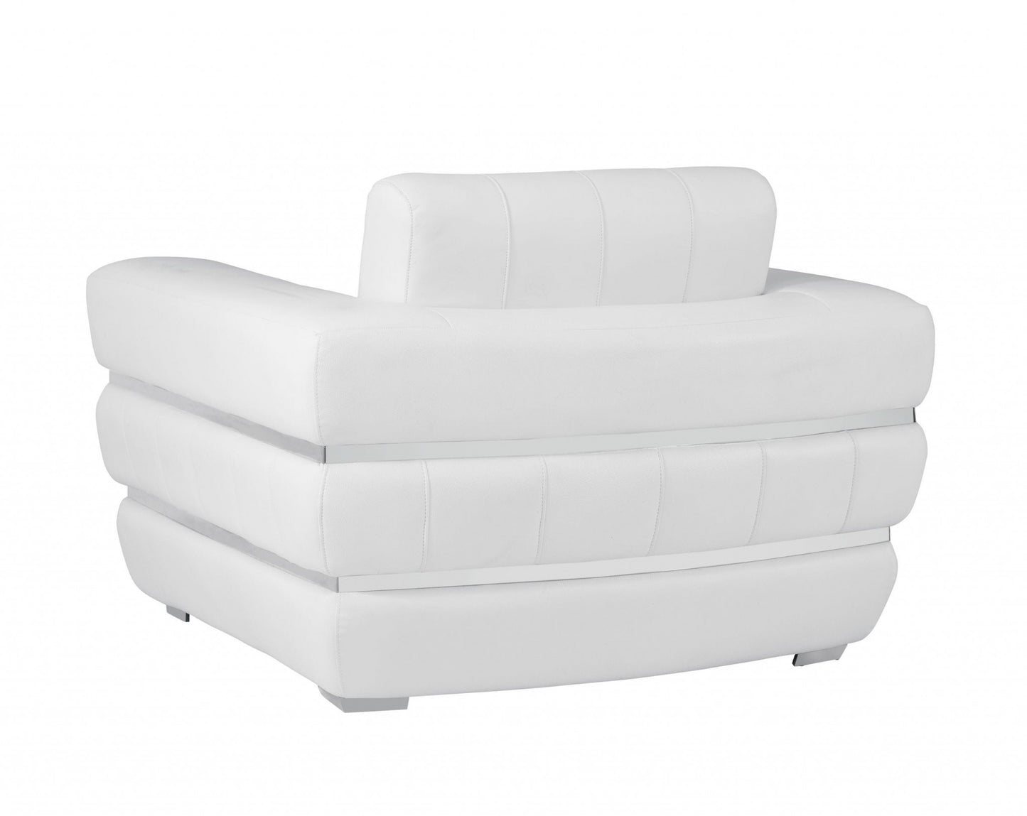 Winter White Stripe Top Grade Italian Leather Chair