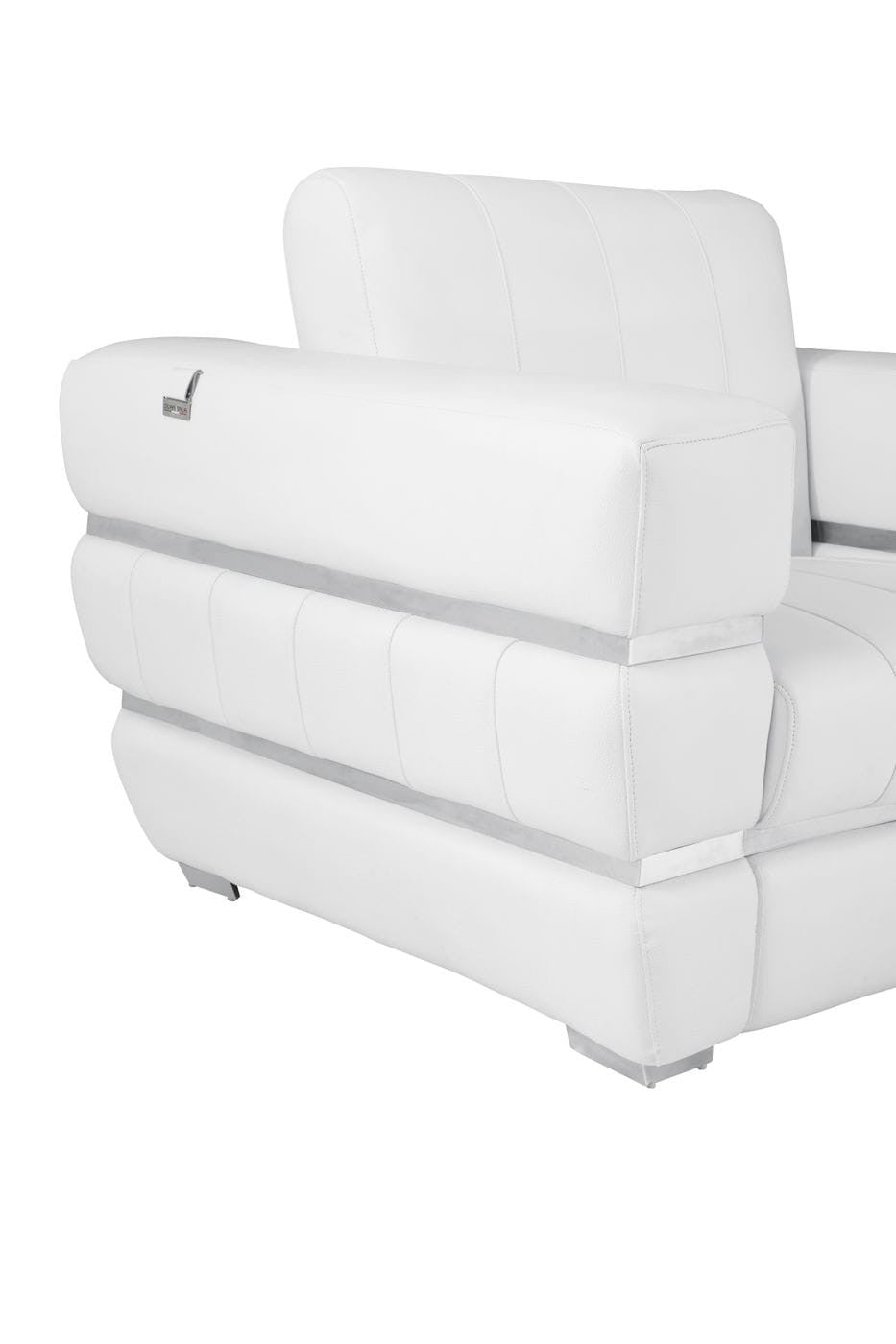 Winter White Stripe Top Grade Italian Leather Chair