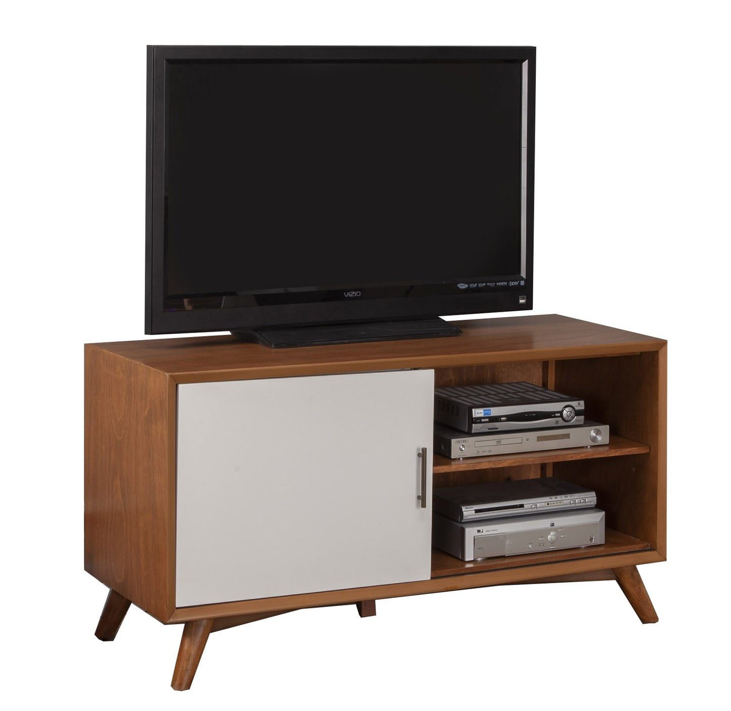 50" Brown and White Solid Wood Open Shelving TV Stand