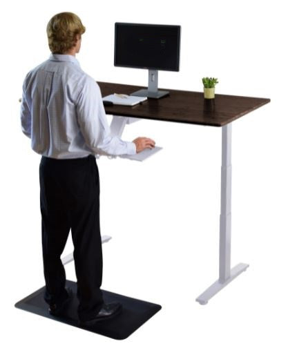 White and Black 52" Bamboo Dual Motor Electric Office Adjustable Computer Desk