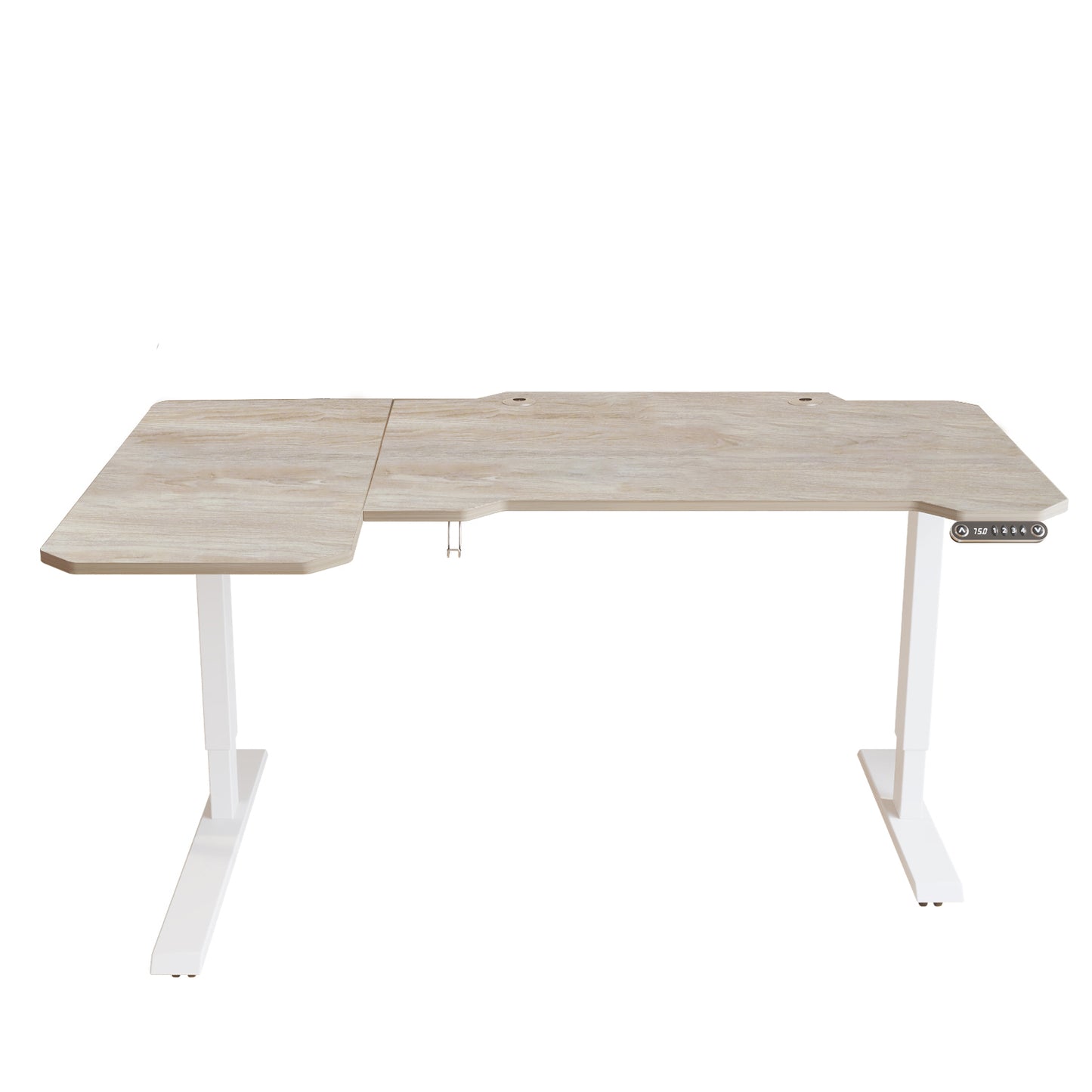 59" Adjustable Light Khaki and White L Shape Standing Desk