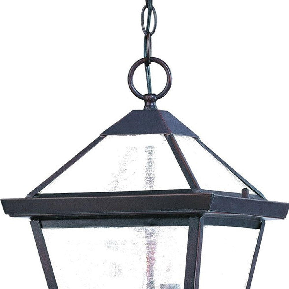 Three Light Bronze Glass Hanging Lantern Light