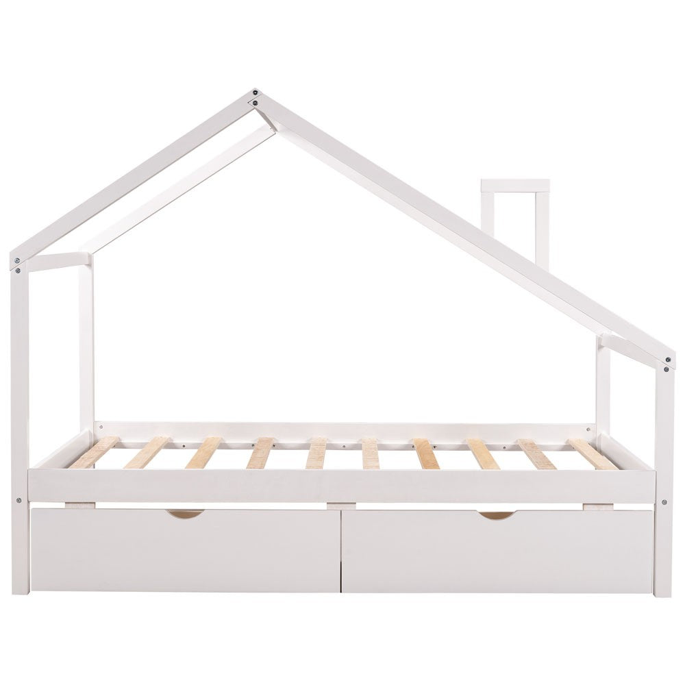 White Wood Twin Four Poster Bed Frame