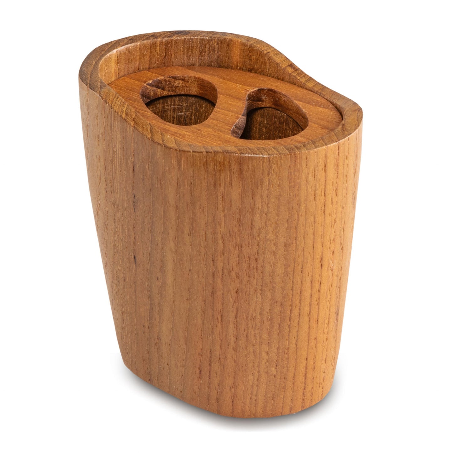 Traditional Solid Teak Oval Toothbrush Holder