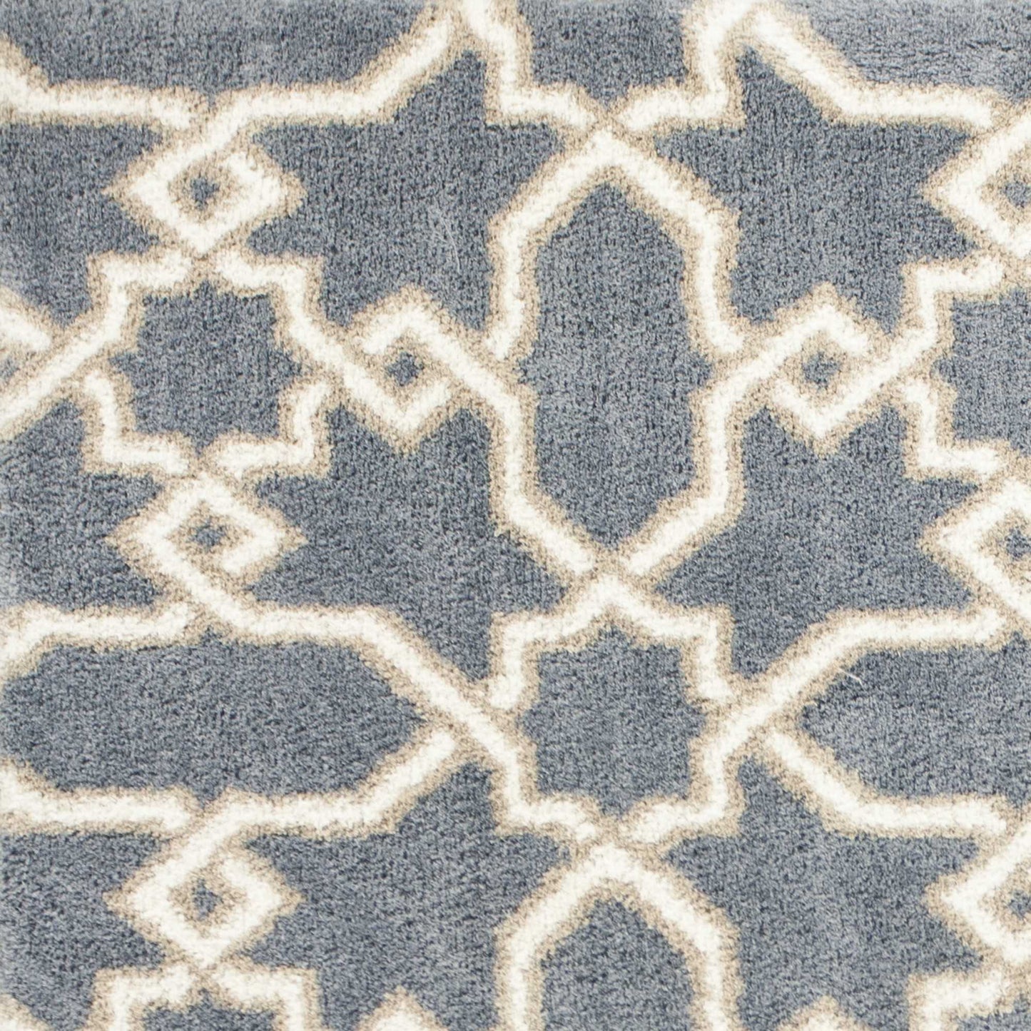 5' X 8' Slate Blue Geometric Pattern Microfiber Indoor Area Rug