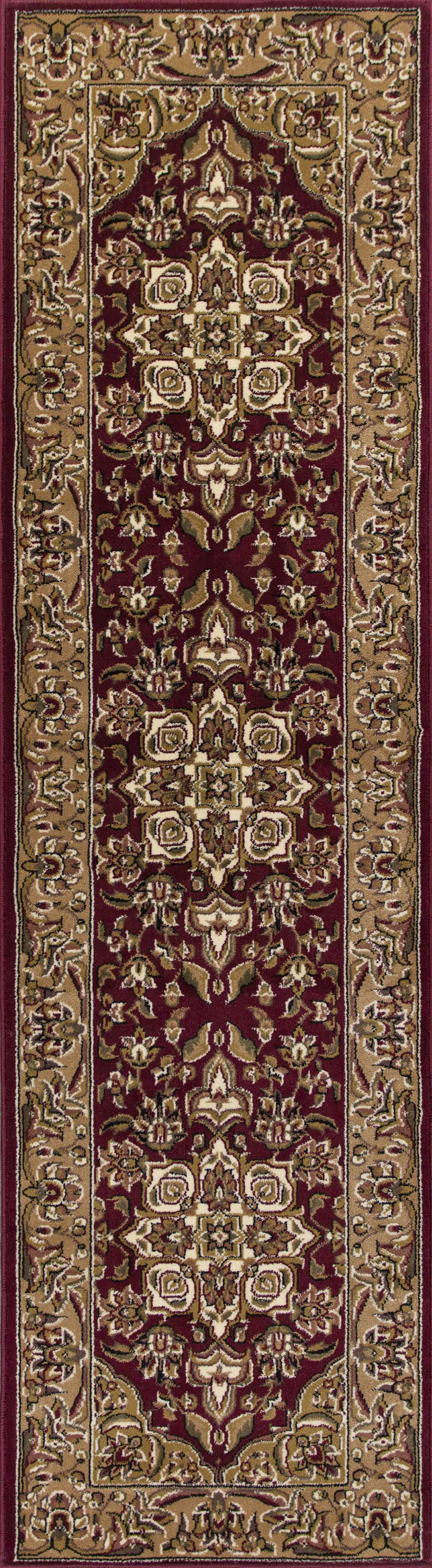 5'X8' Red Beige Machine Woven Floral Medallion Indoor Area Rug