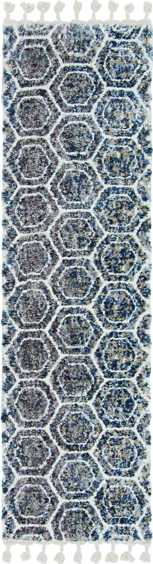 5'X8' Grey Ivory Machine Woven Space Dyed Geometric Bohemian Indoor Area Rug