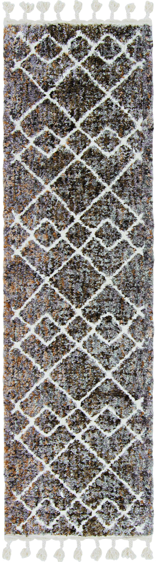 5' X 8' Mocha Geometric Abstract Diamonds Indoor Area Rug