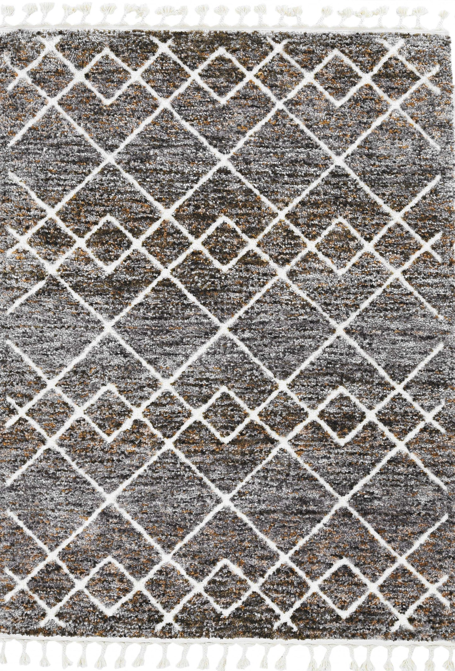 5' X 8' Mocha Geometric Abstract Diamonds Indoor Area Rug