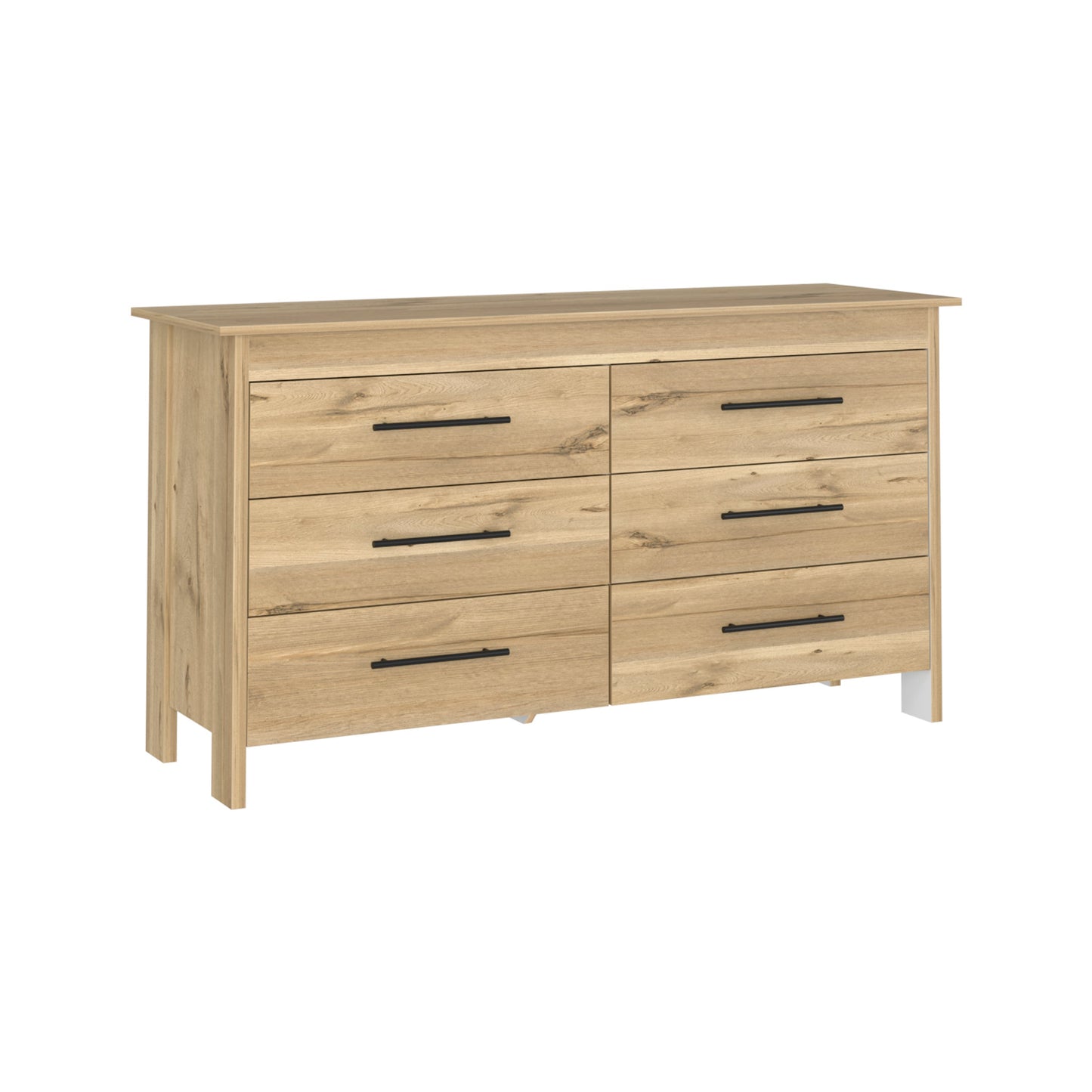 59" Natural Six Drawer Double Dresser