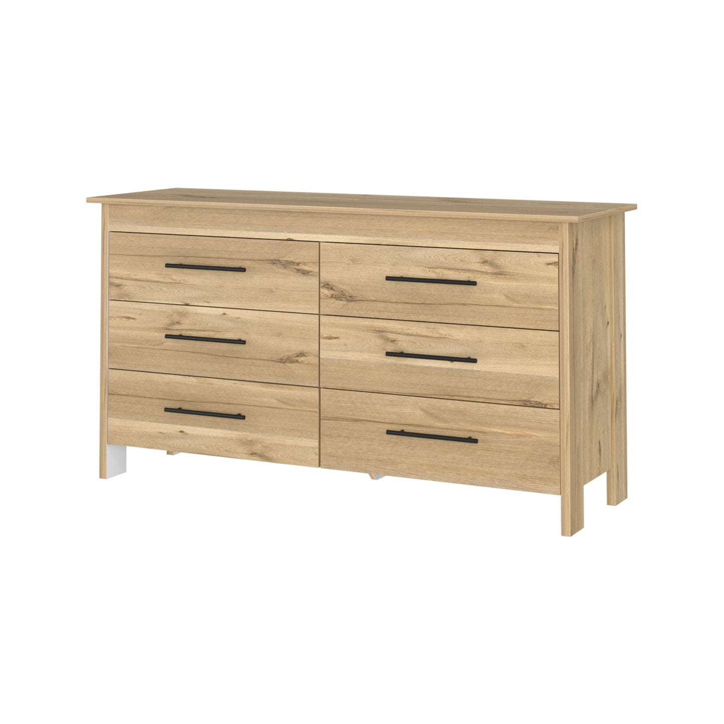 59" Natural Six Drawer Double Dresser