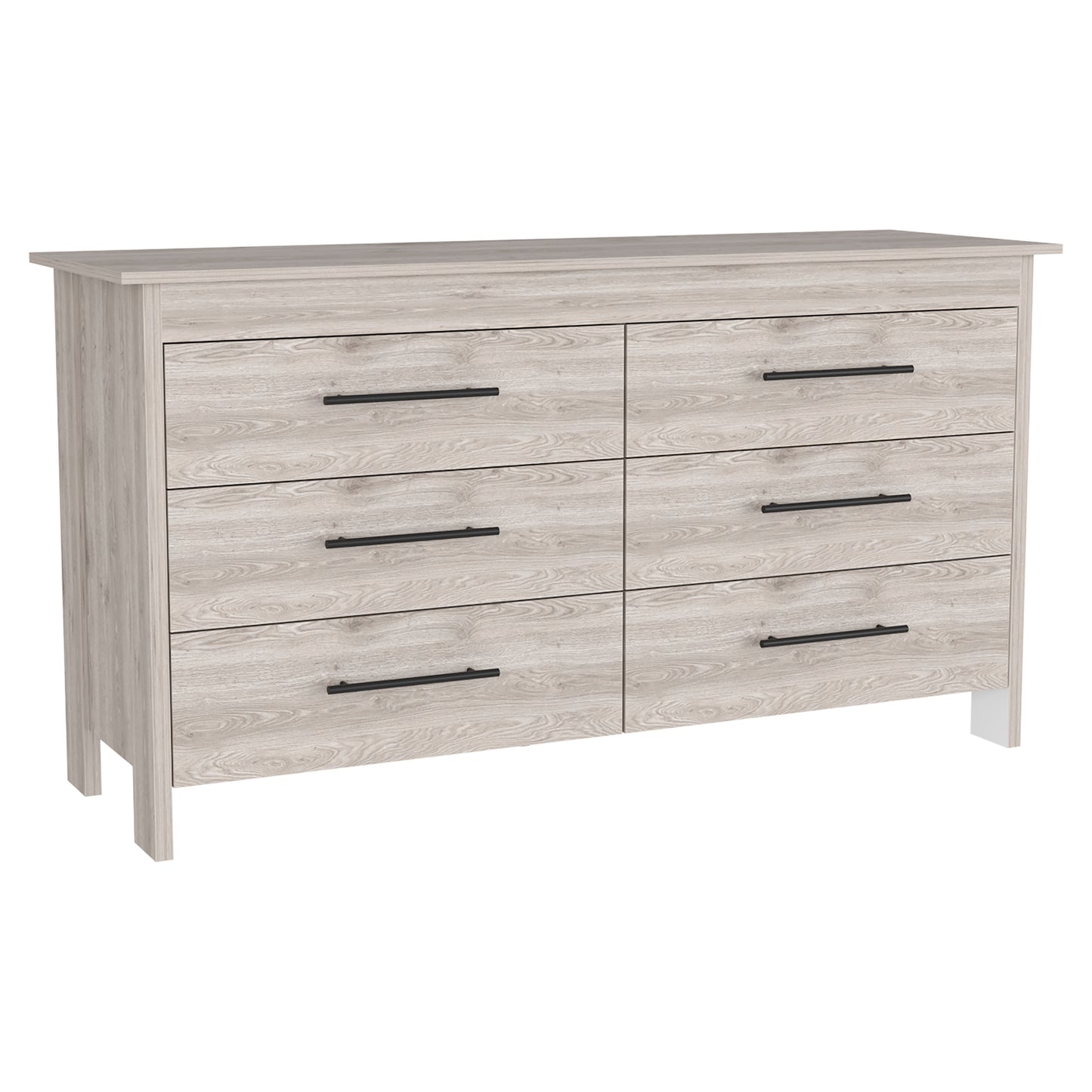 59" Light Gray Six Drawer Double Dresser