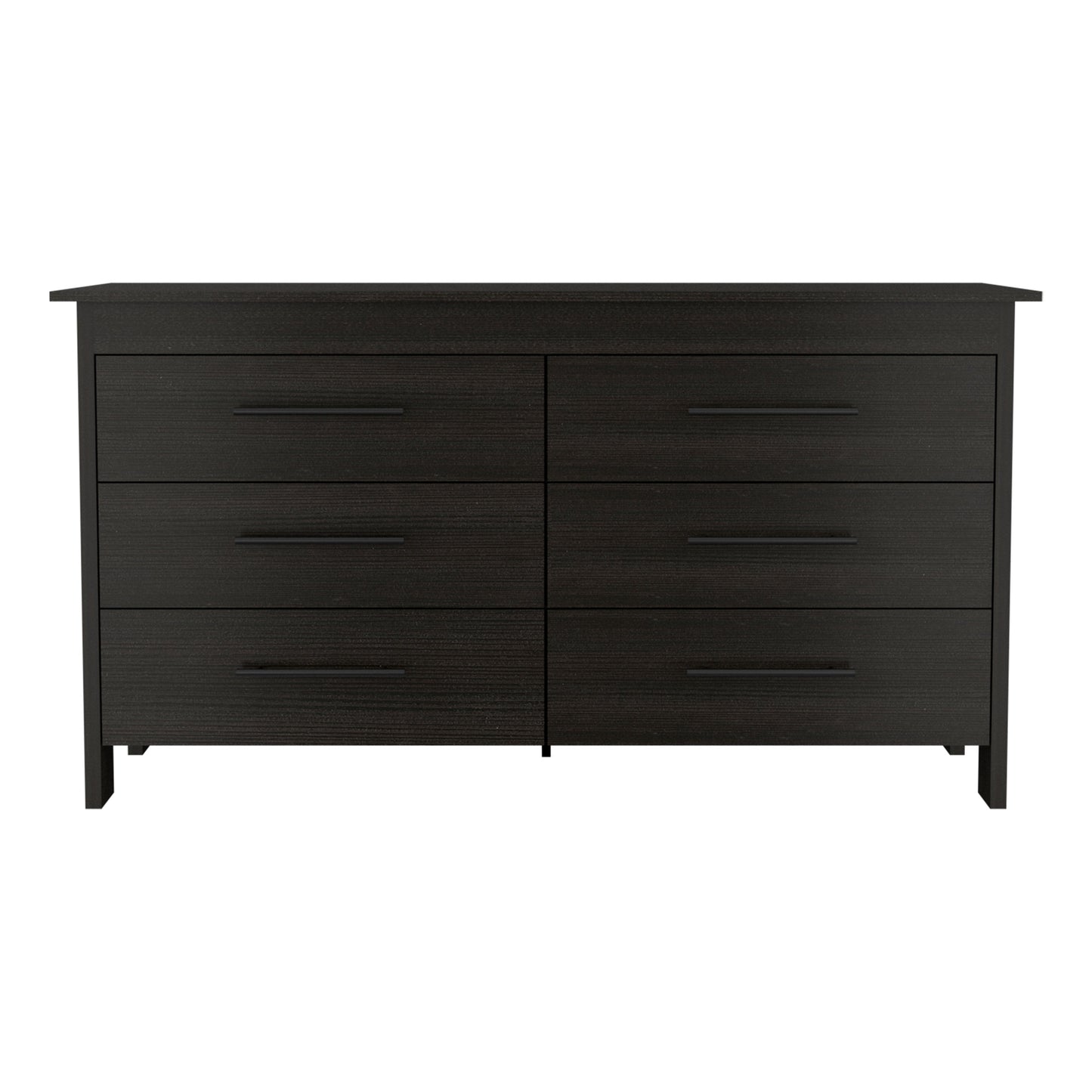 59" Black Six Drawer Double Dresser