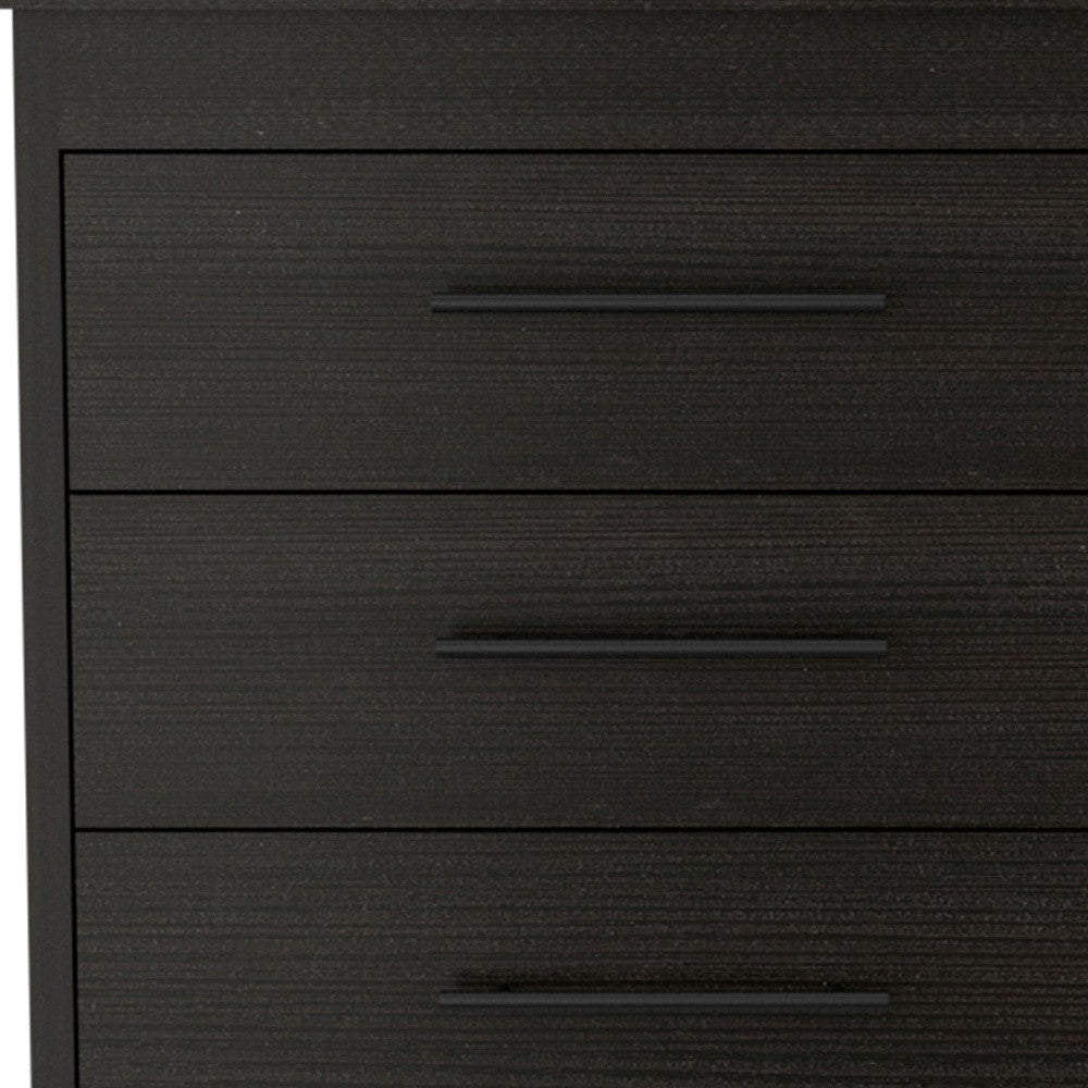 59" Black Six Drawer Double Dresser