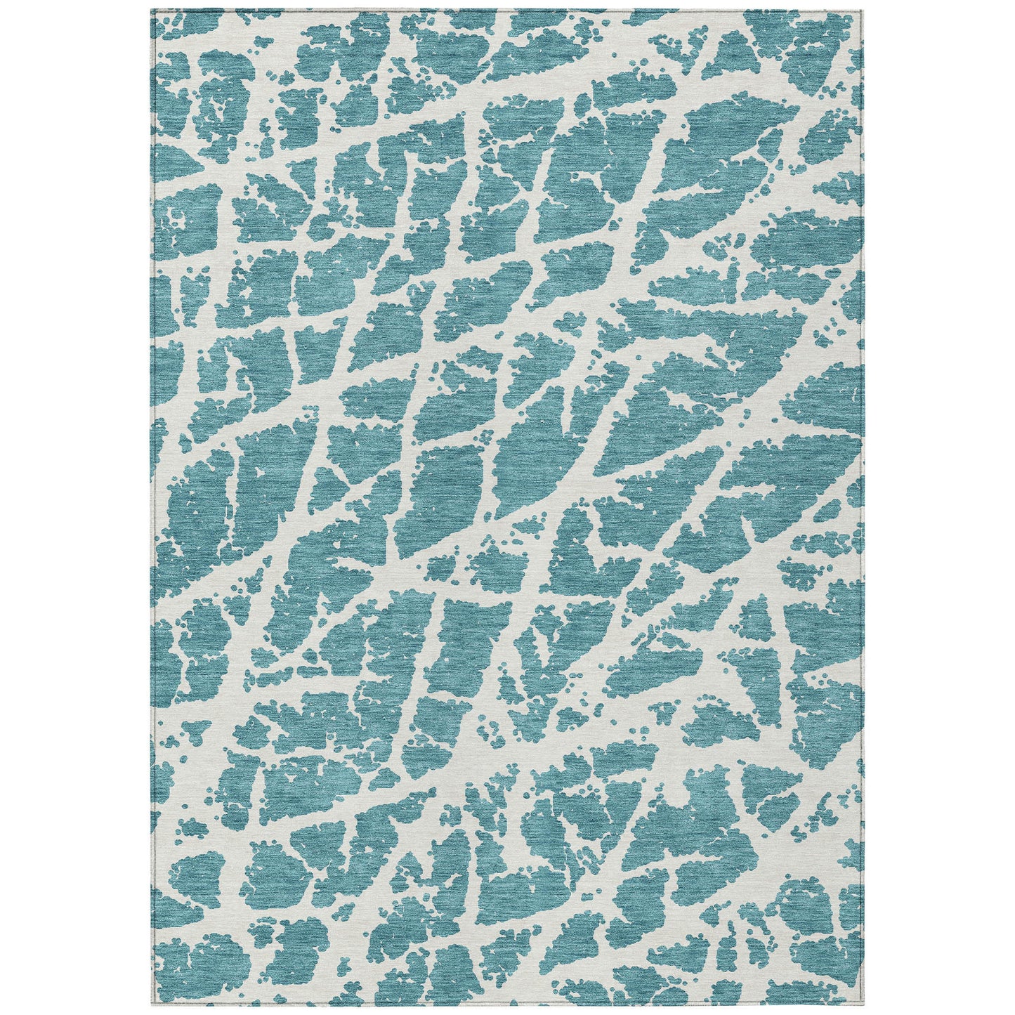 5' X 8' Teal Abstract Washable Non Skid Indoor Outdoor Area Rug