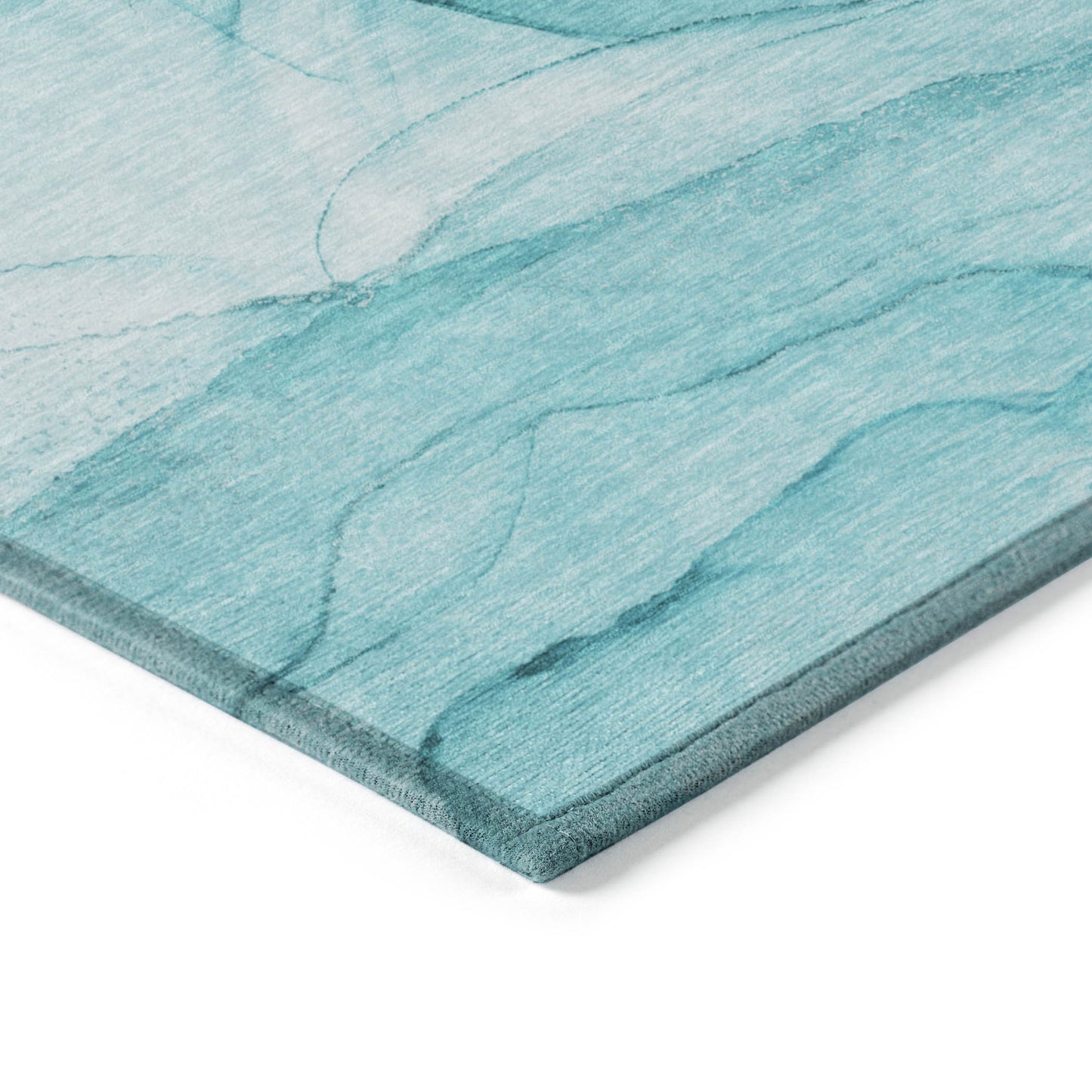 5' X 8' Teal Abstract Washable Non Skid Indoor Outdoor Area Rug