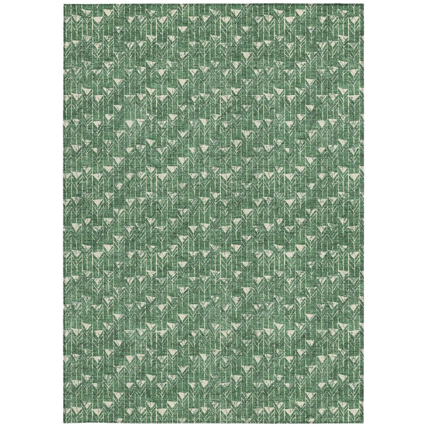 5' X 8' Sage Geometric Washable Non Skid Indoor Outdoor Area Rug