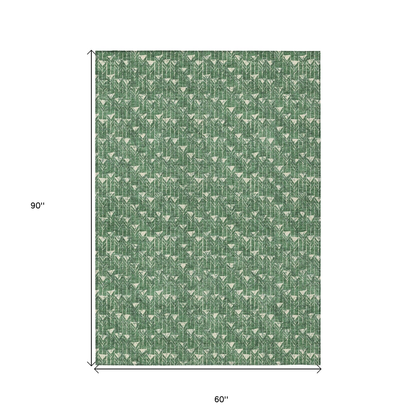 5' X 8' Sage Geometric Washable Non Skid Indoor Outdoor Area Rug