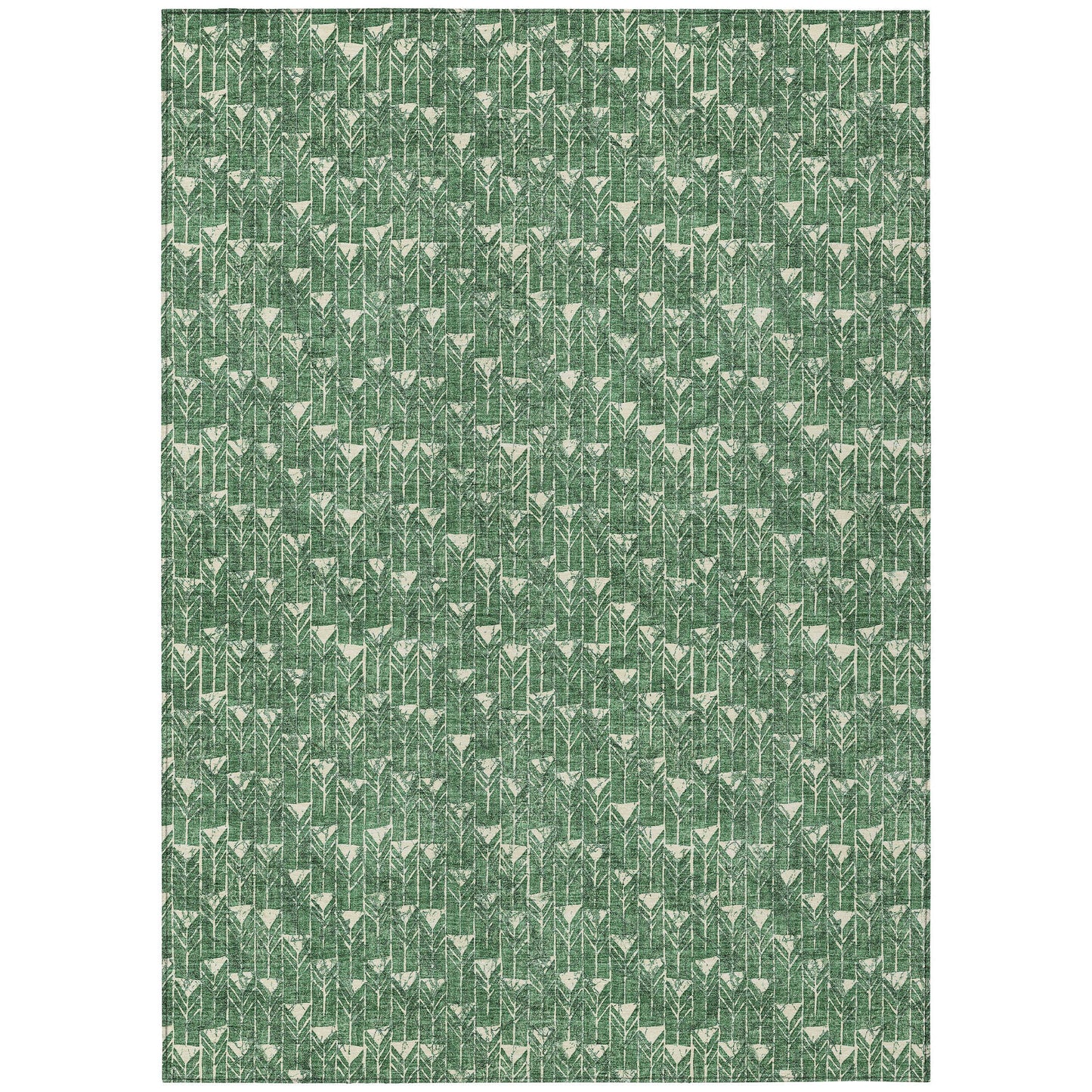 5' X 8' Sage Geometric Washable Non Skid Indoor Outdoor Area Rug