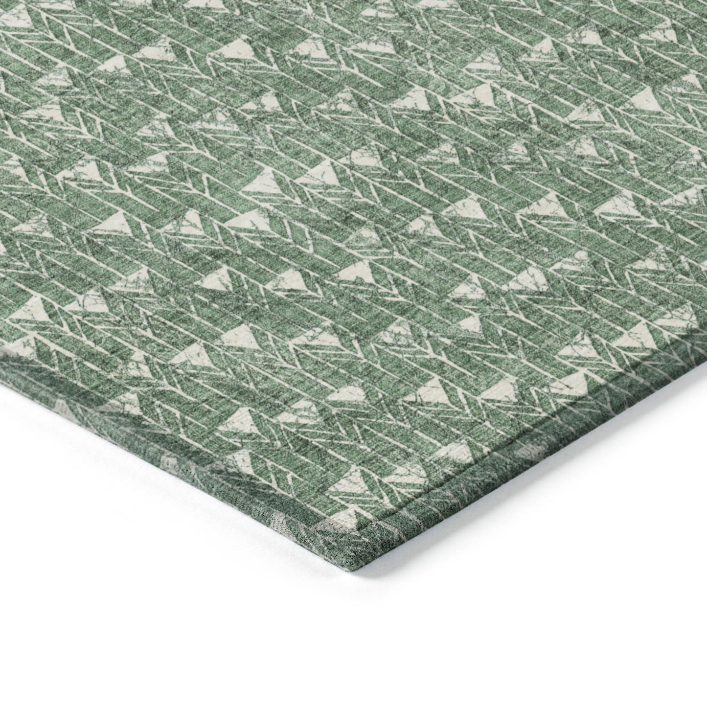 5' X 8' Sage Geometric Washable Non Skid Indoor Outdoor Area Rug