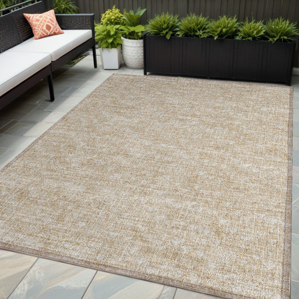 5' X 8' Tan Geometric Washable Non Skid Indoor Outdoor Area Rug