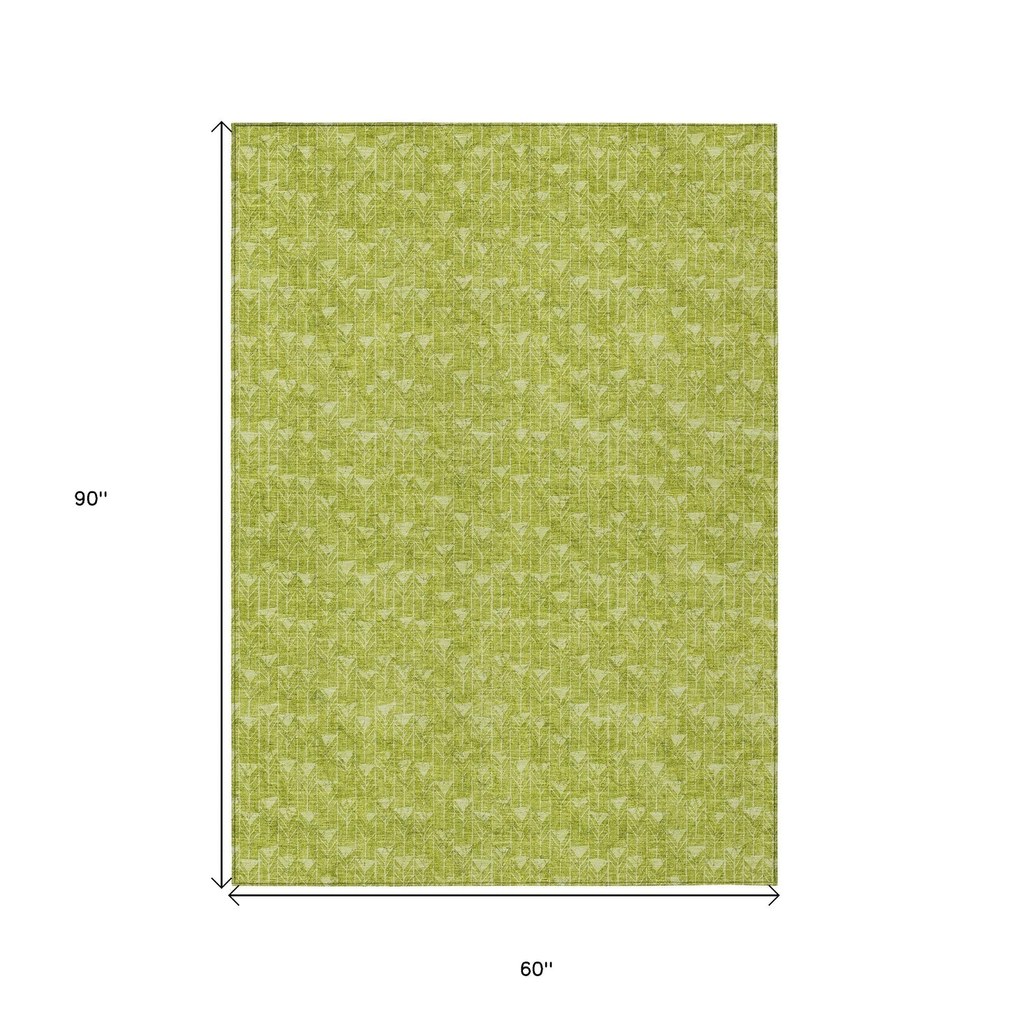 5' X 8' Moss Green Geometric Washable Non Skid Indoor Outdoor Area Rug