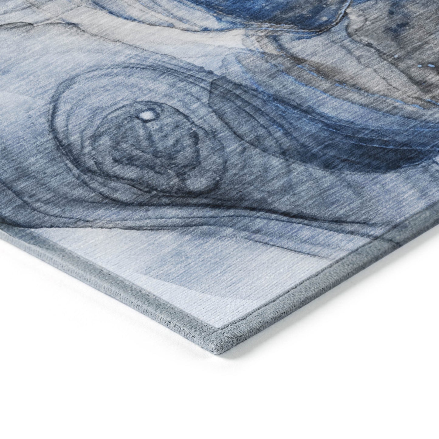 5' X 8' Ivory Blue and Gray Abstract Washable Non Skid Indoor Outdoor Area Rug