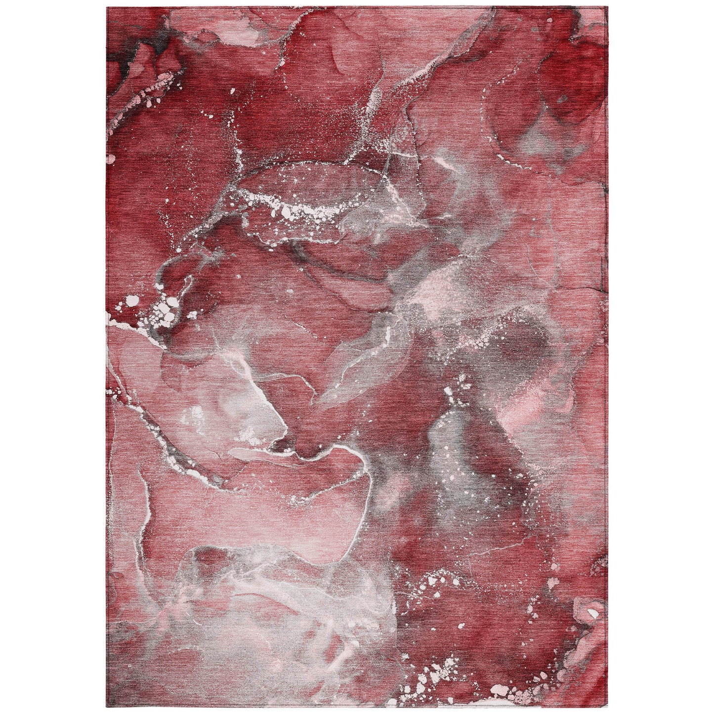 5' X 8' Merlot Abstract Washable Non Skid Indoor Outdoor Area Rug