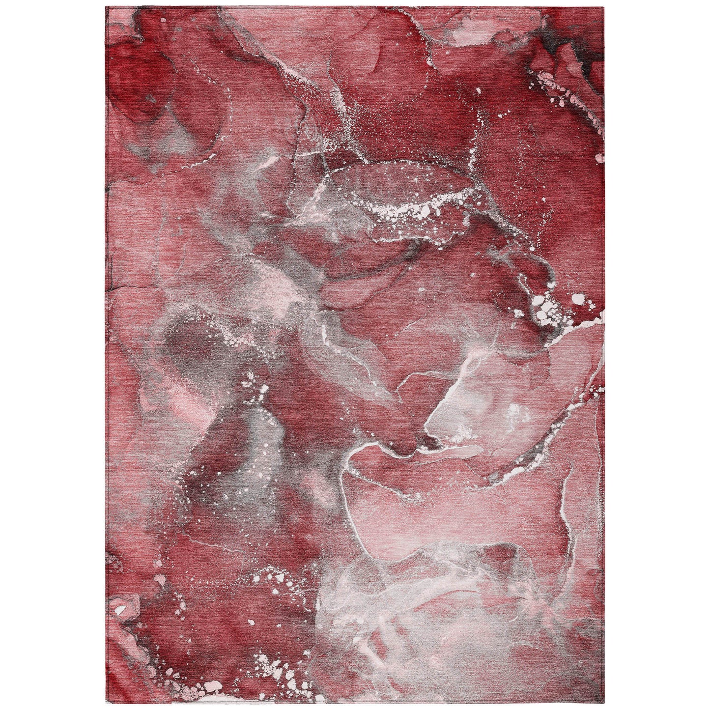 5' X 8' Merlot Abstract Washable Non Skid Indoor Outdoor Area Rug