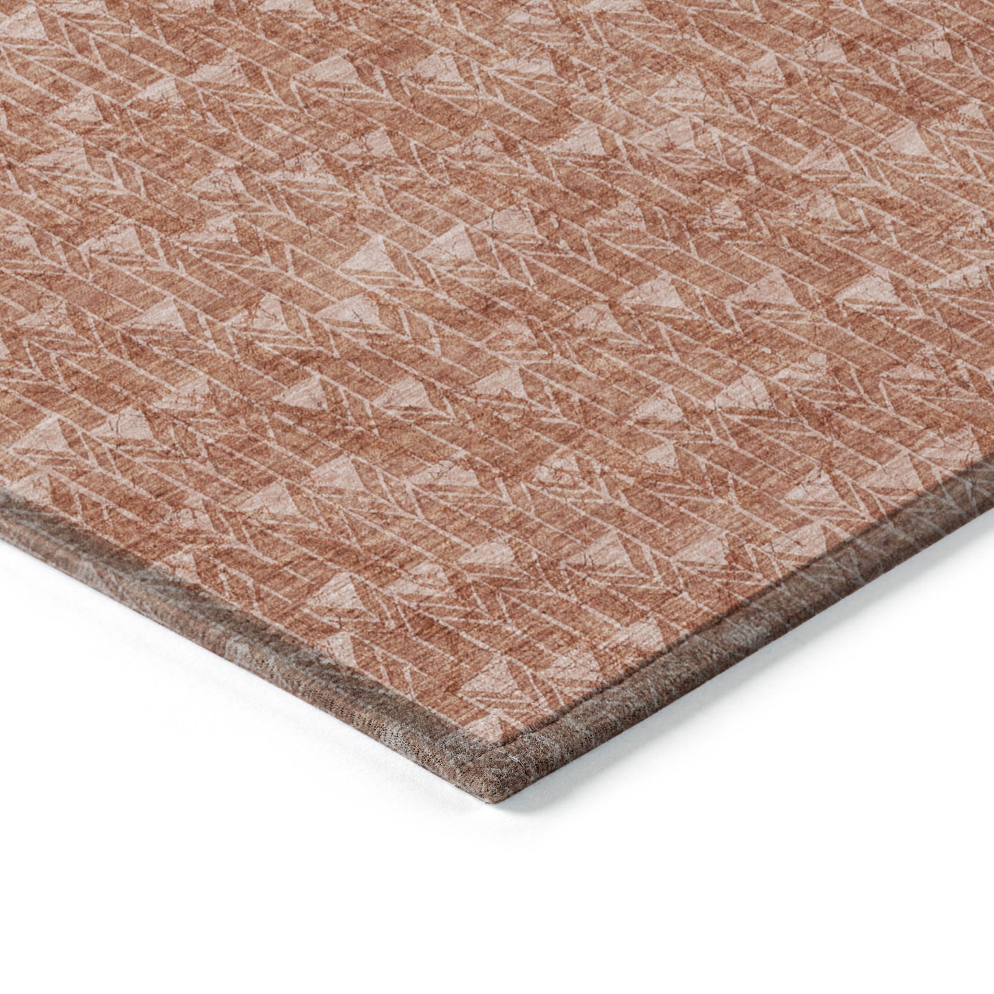 5' X 8' Terra Cotta Geometric Washable Non Skid Indoor Outdoor Area Rug