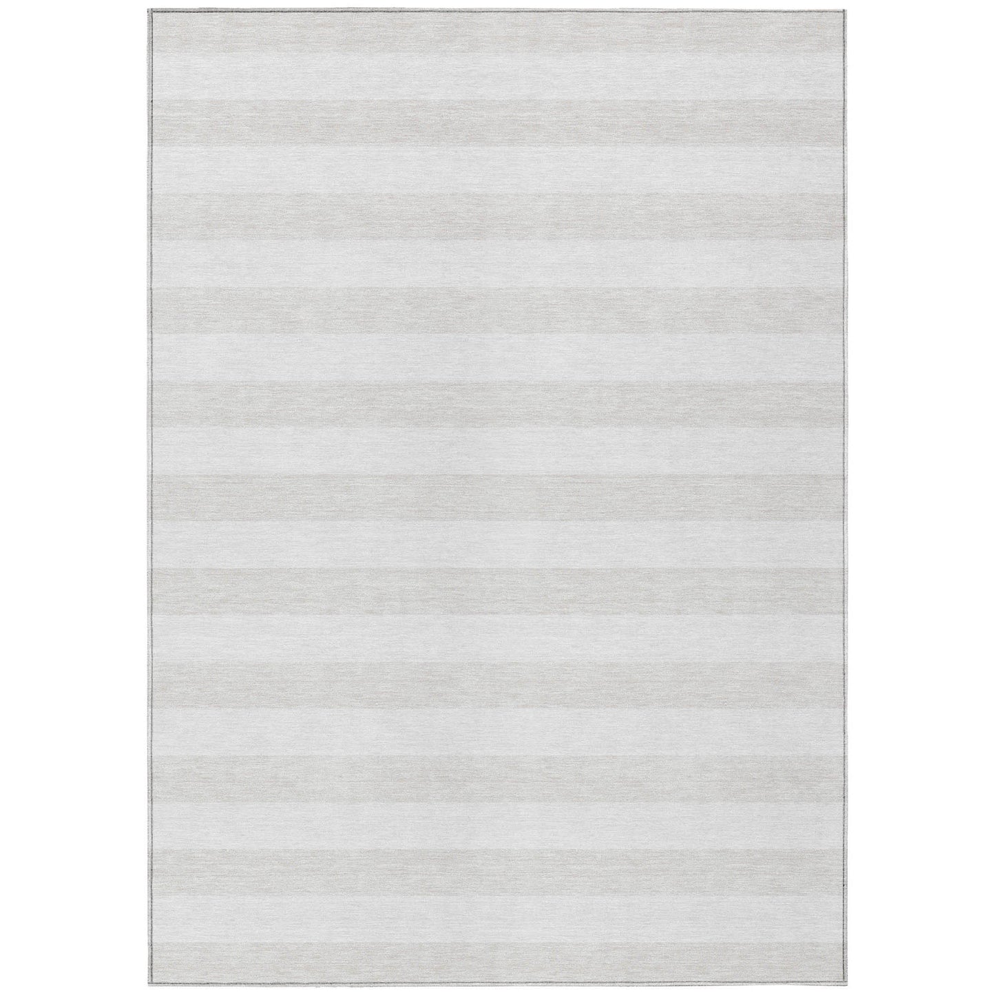 5' X 8' Ivory Striped Washable Indoor Outdoor Area Rug