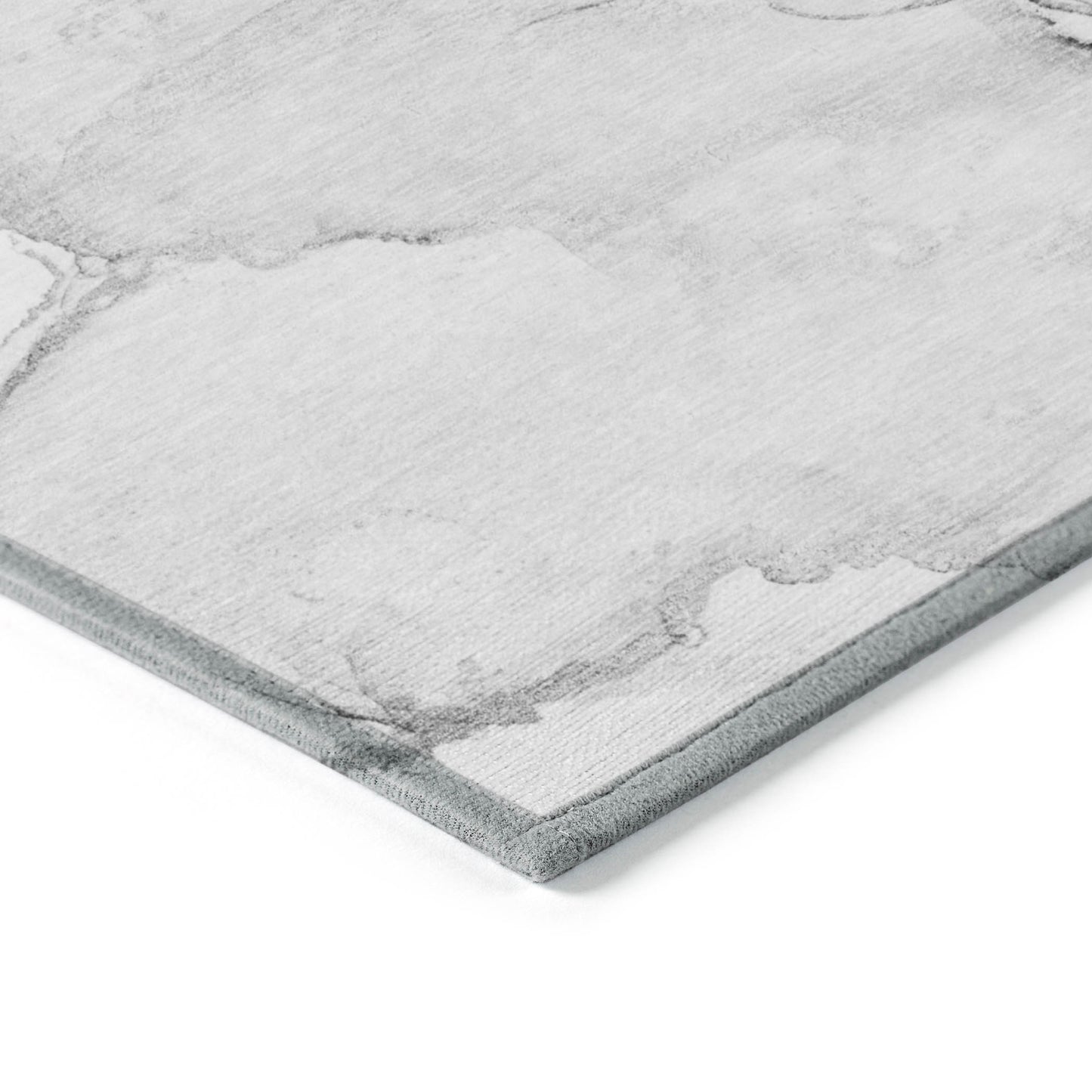 5' X 8' Silver Abstract Washable Non Skid Indoor Outdoor Area Rug