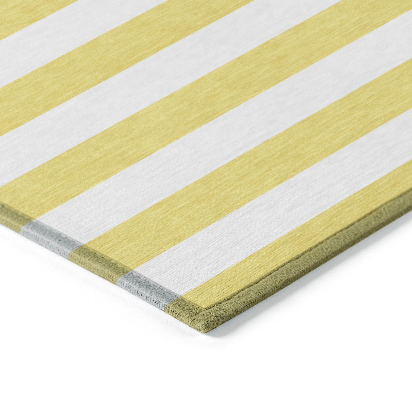 5' X 8' Yellow and White Striped Washable Indoor Outdoor Area Rug