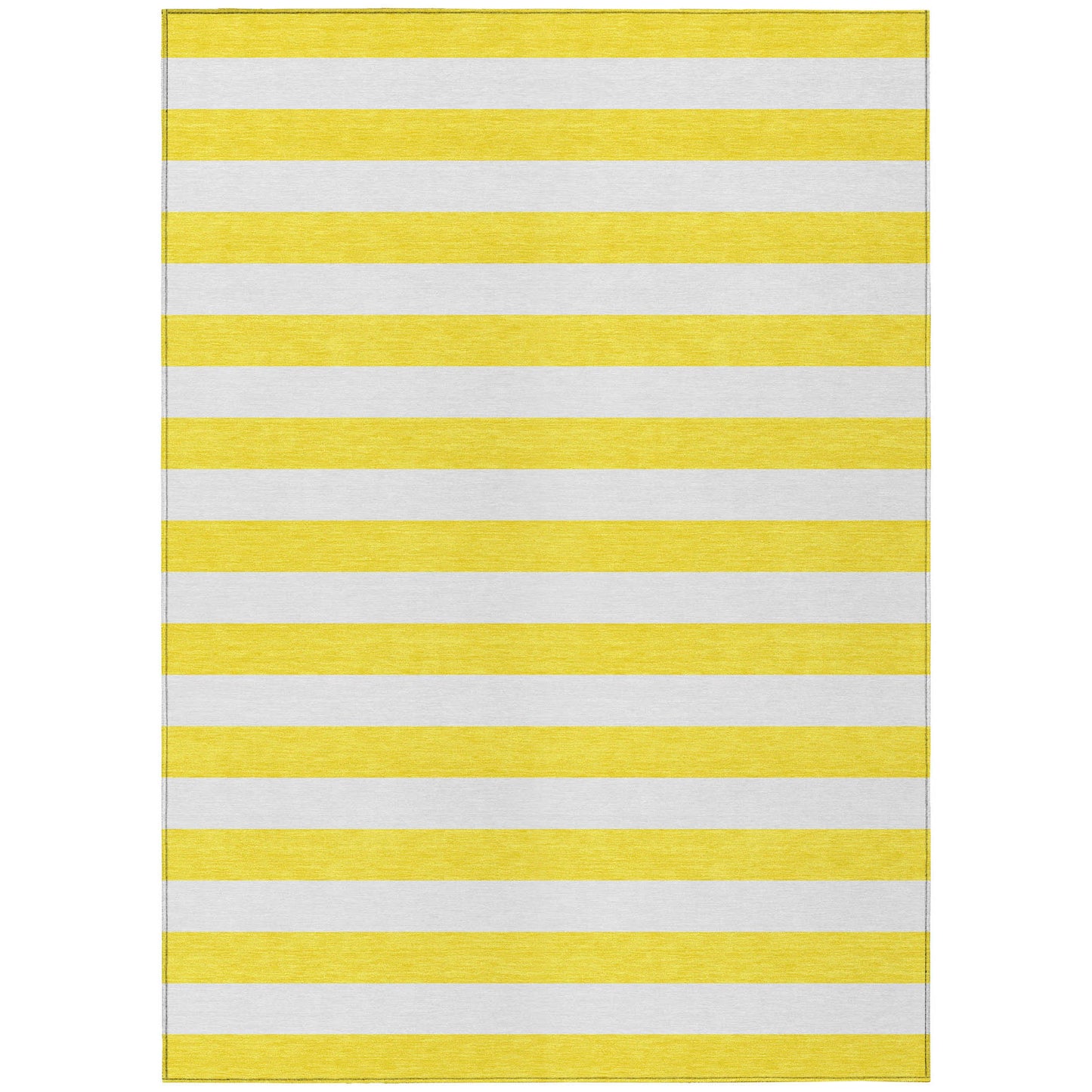 5' X 8' Yellow and White Striped Washable Indoor Outdoor Area Rug