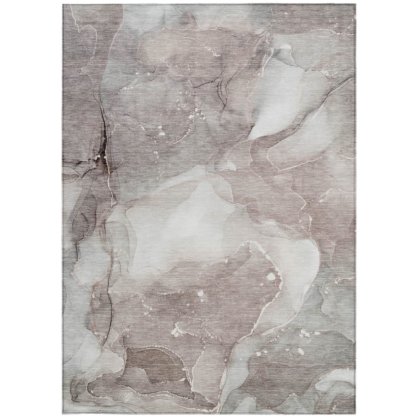 5' X 8' Taupe Abstract Washable Non Skid Indoor Outdoor Area Rug