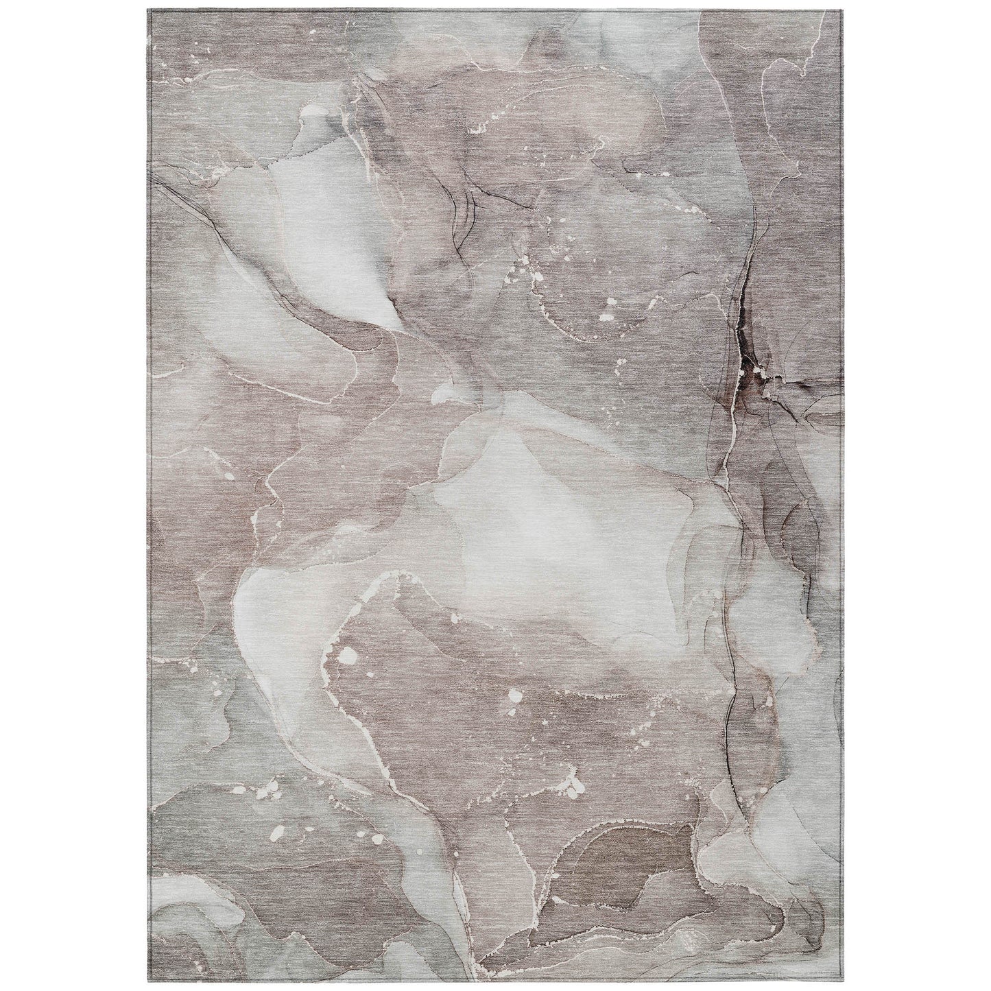 5' X 8' Taupe Abstract Washable Non Skid Indoor Outdoor Area Rug