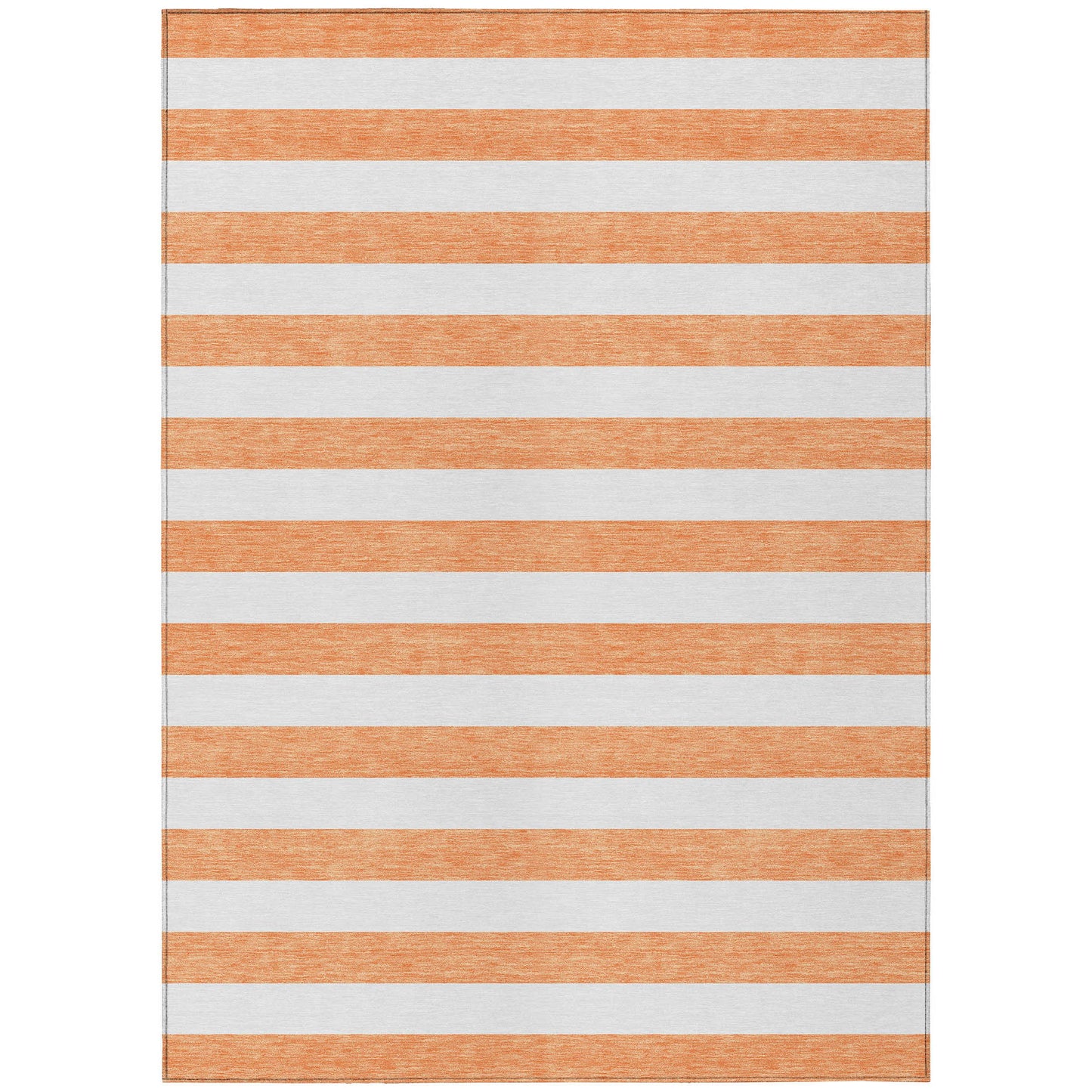 5' X 8' Salmon Striped Washable Non Skid Indoor Outdoor Area Rug